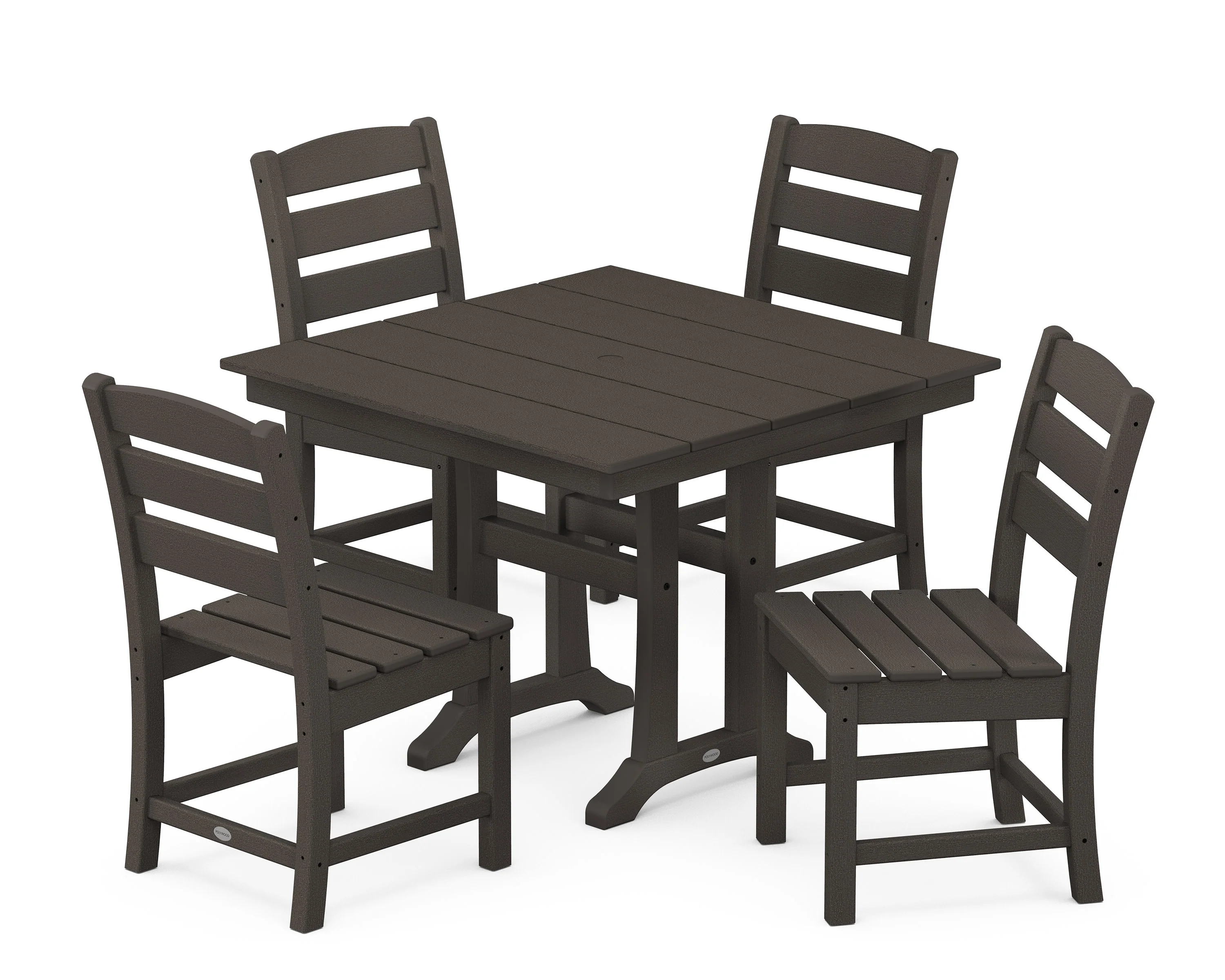 Lakeside 5-Piece Farmhouse Trestle Side Chair Dining Set - Image 7