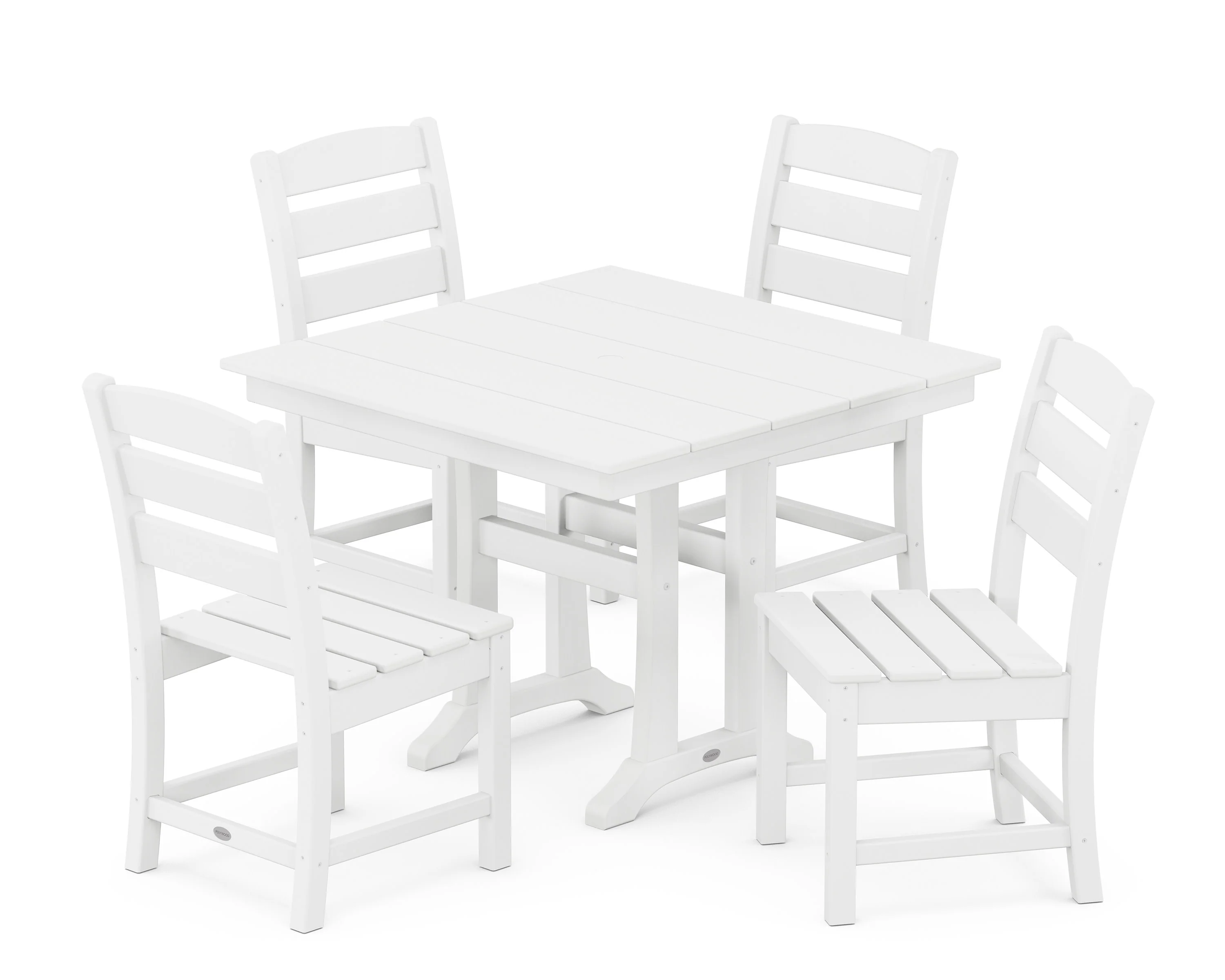 Lakeside 5-Piece Farmhouse Trestle Side Chair Dining Set - Image 9