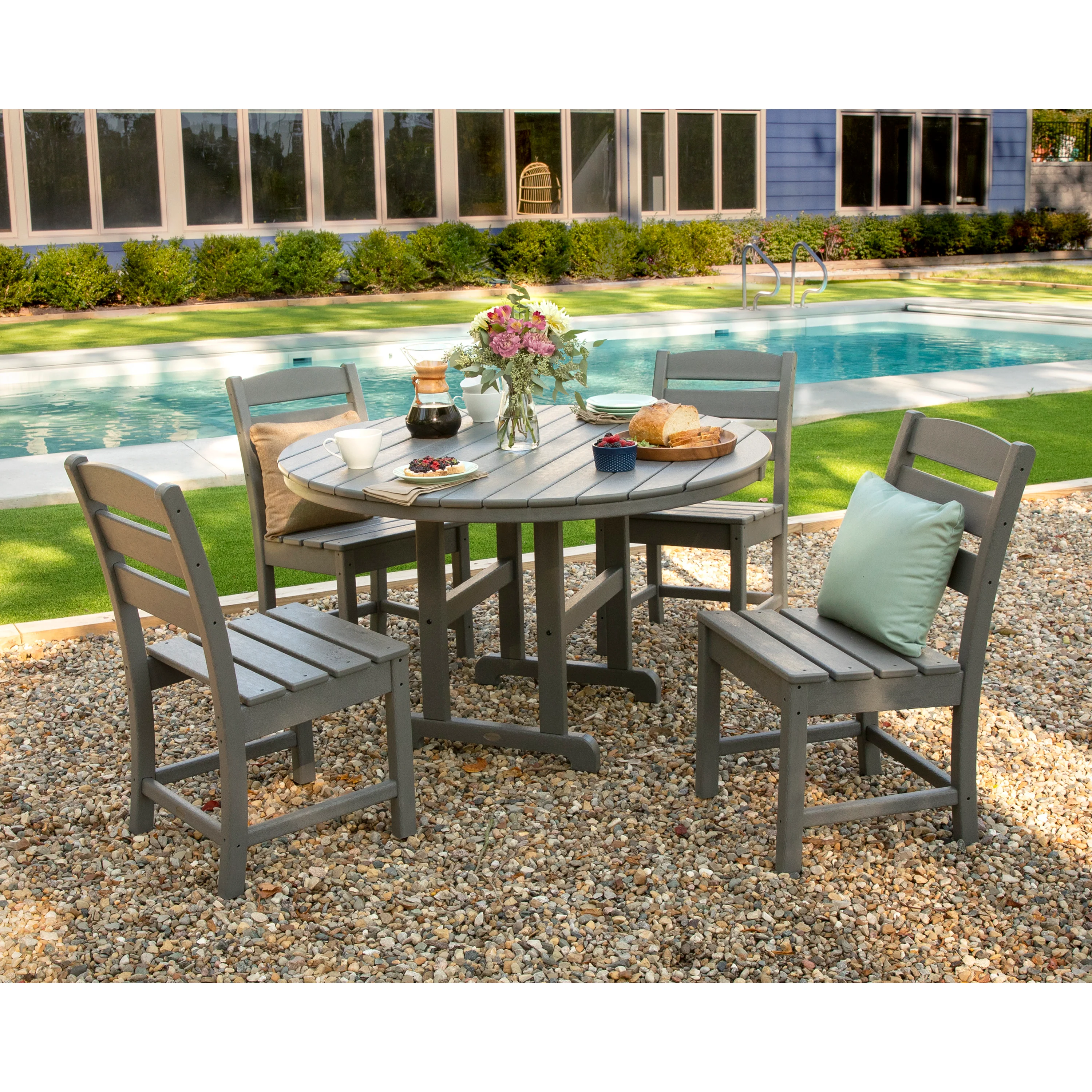 Lakeside 5-Piece Round Farmhouse Side Chair Dining Set - Image 4