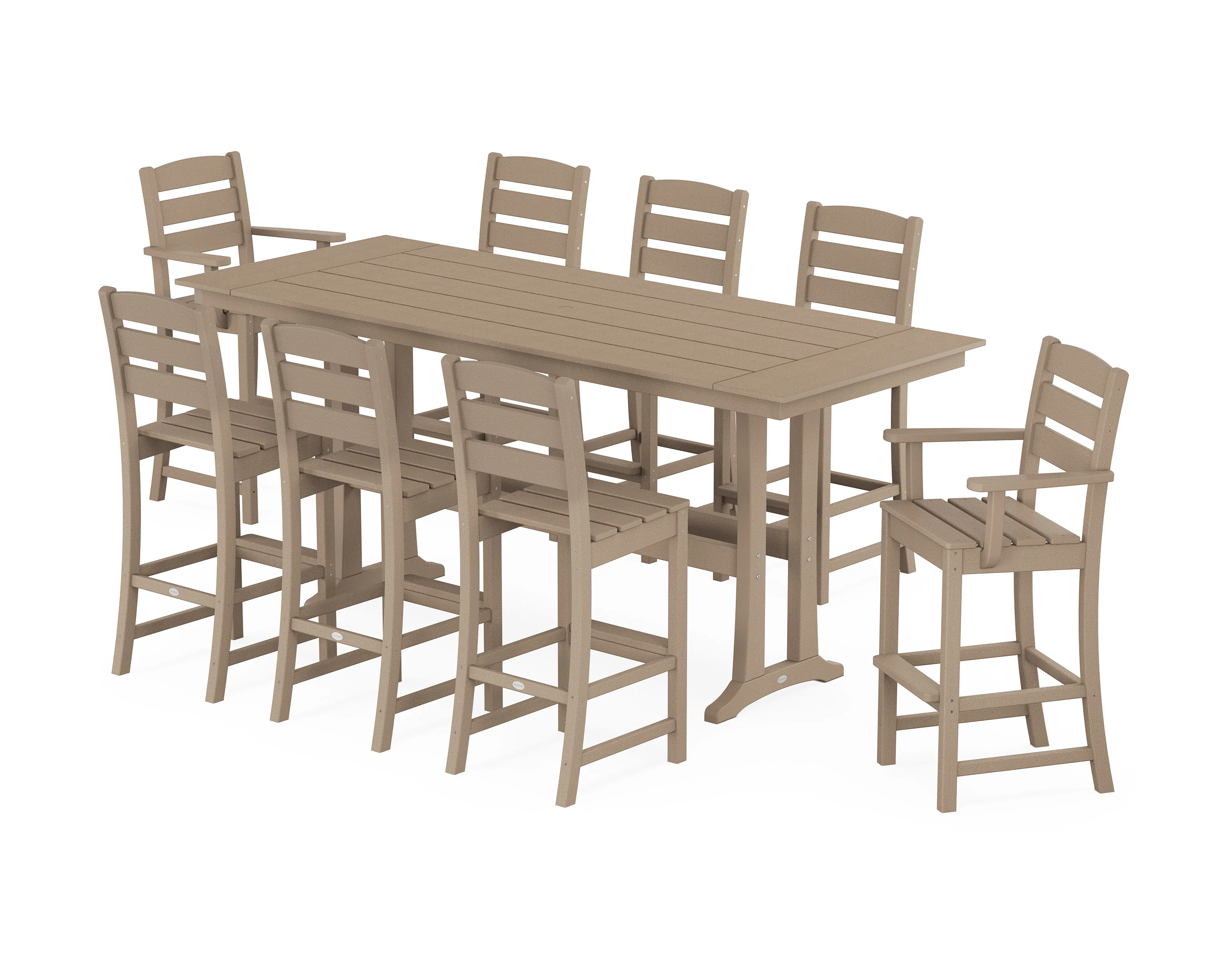 Lakeside 9-Piece Farmhouse Bar Set with Trestle Legs - Image 10