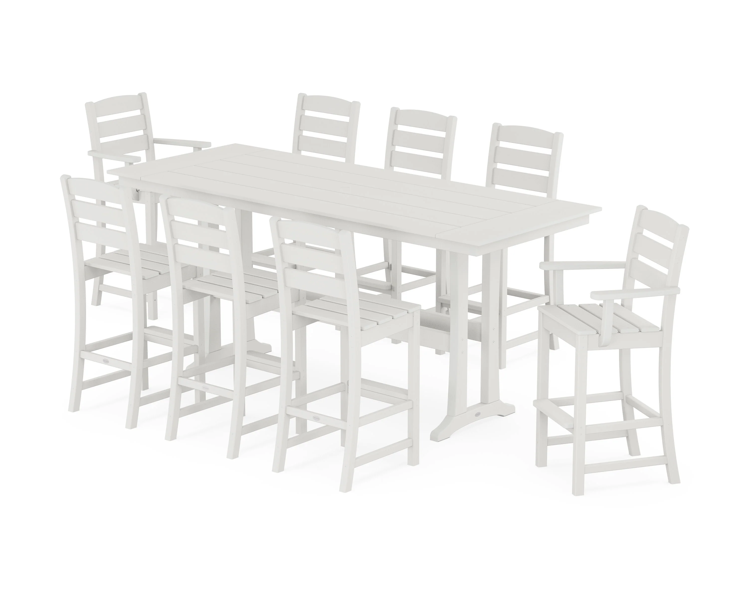 Lakeside 9-Piece Farmhouse Bar Set with Trestle Legs - Image 11