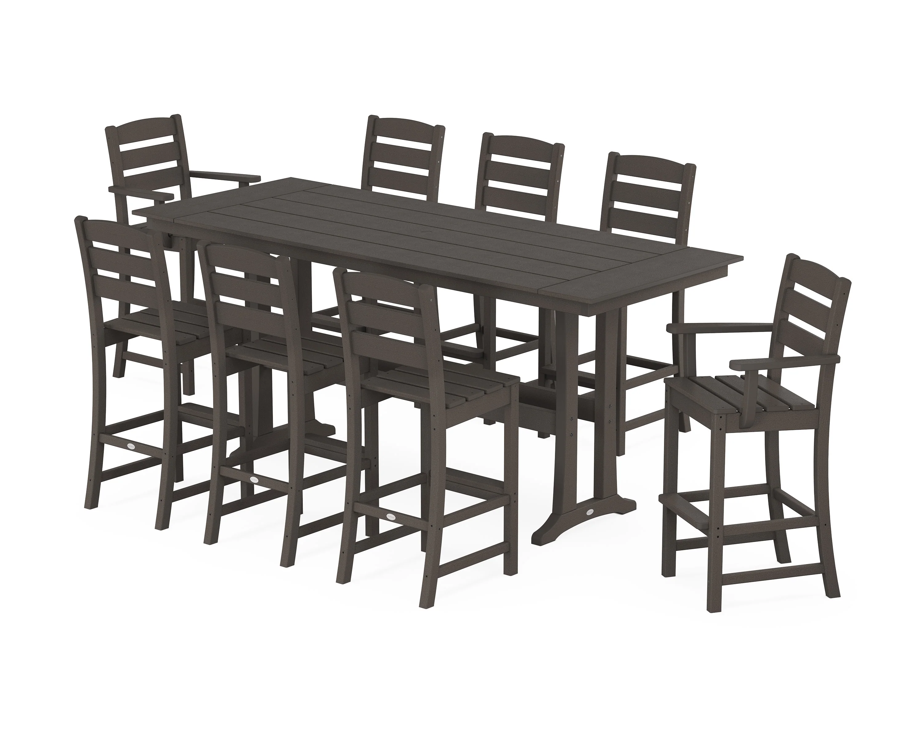 Lakeside 9-Piece Farmhouse Bar Set with Trestle Legs - Image 12