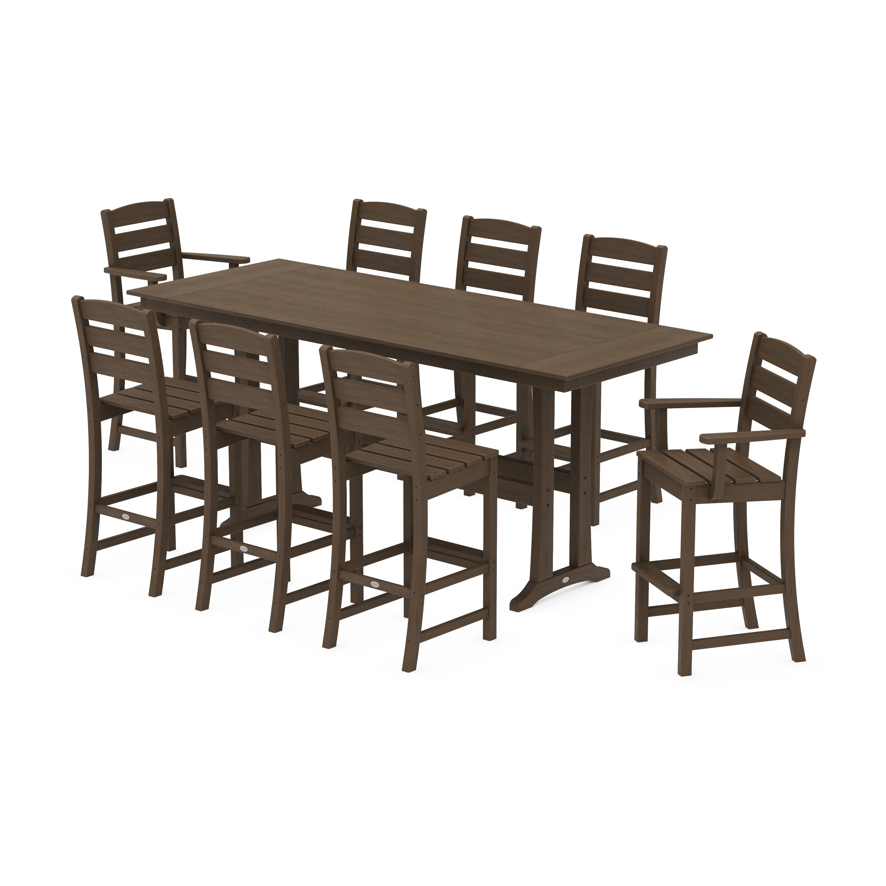 Lakeside 9-Piece Farmhouse Bar Set with Trestle Legs - Image 13