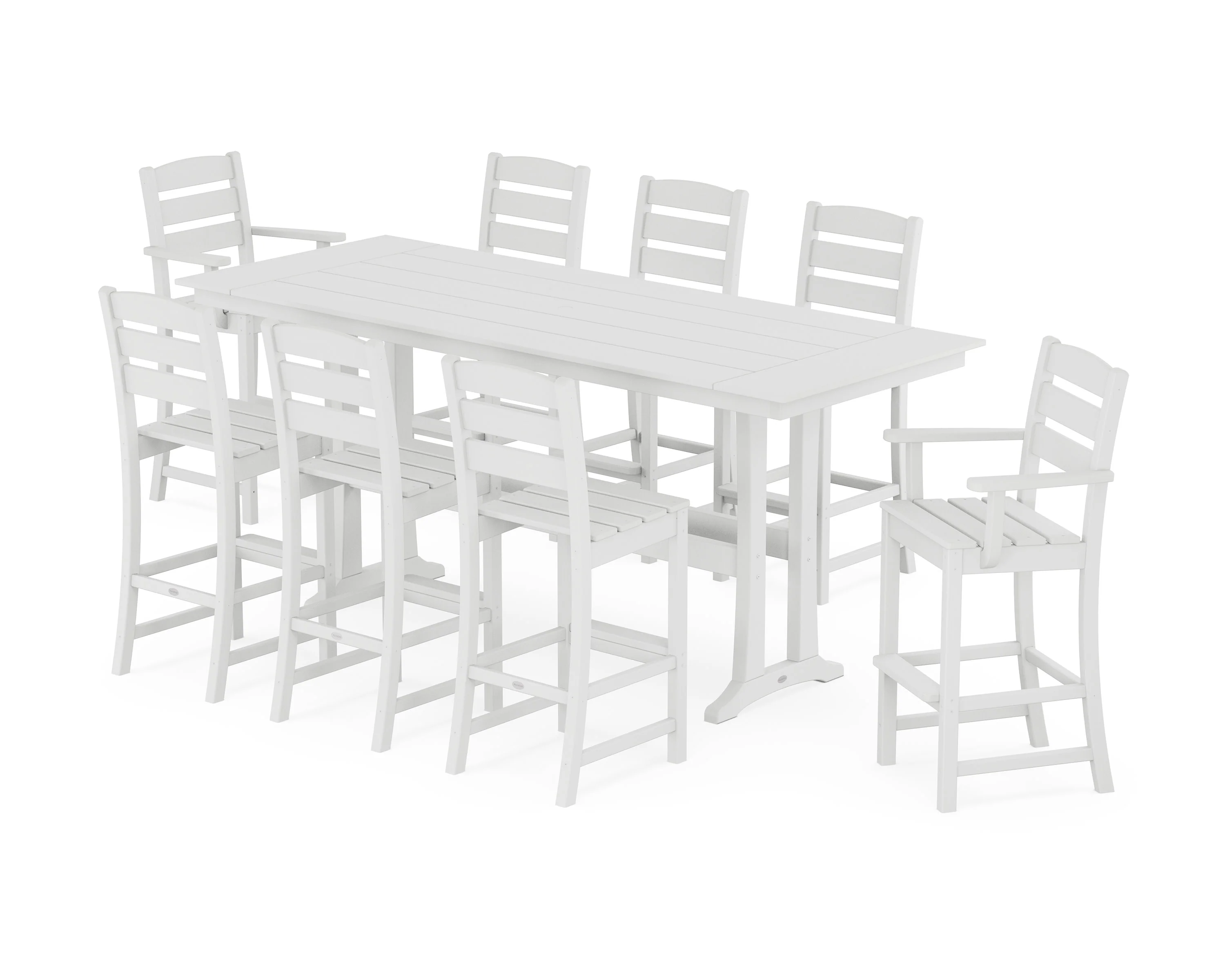 Lakeside 9-Piece Farmhouse Bar Set with Trestle Legs - Image 4