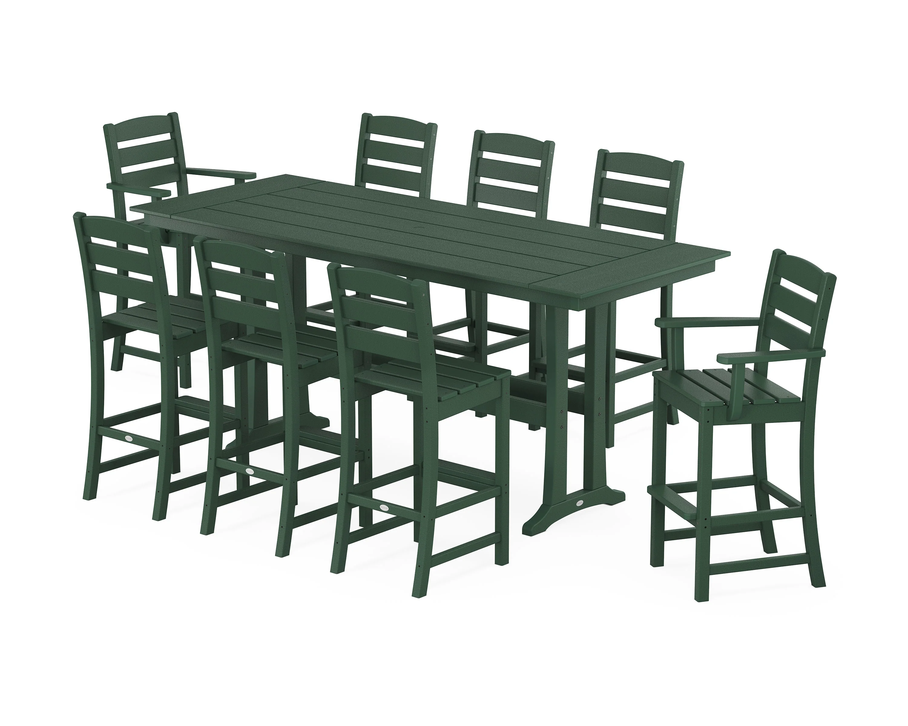 Lakeside 9-Piece Farmhouse Bar Set with Trestle Legs - Image 5