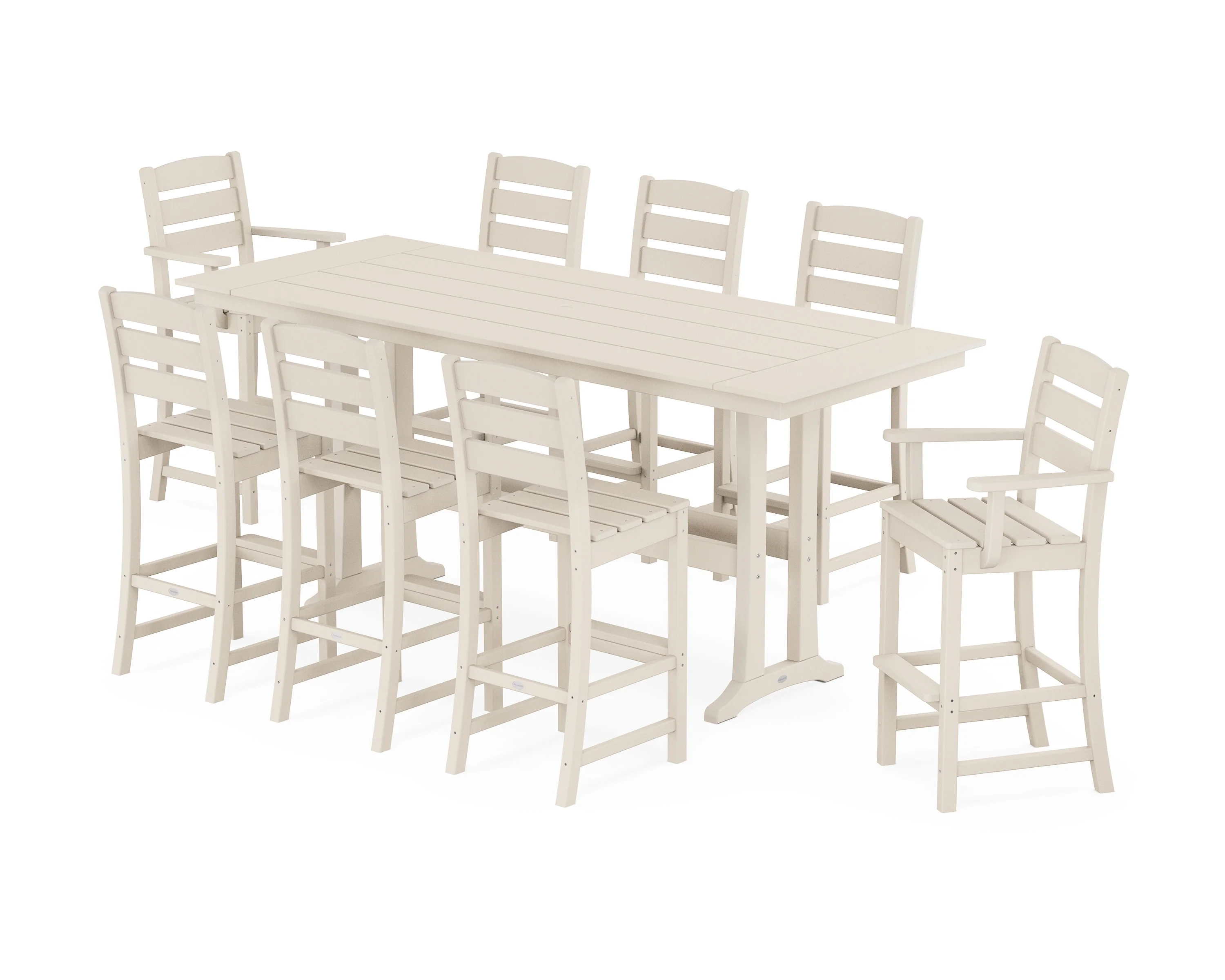 Lakeside 9-Piece Farmhouse Bar Set with Trestle Legs - Image 6
