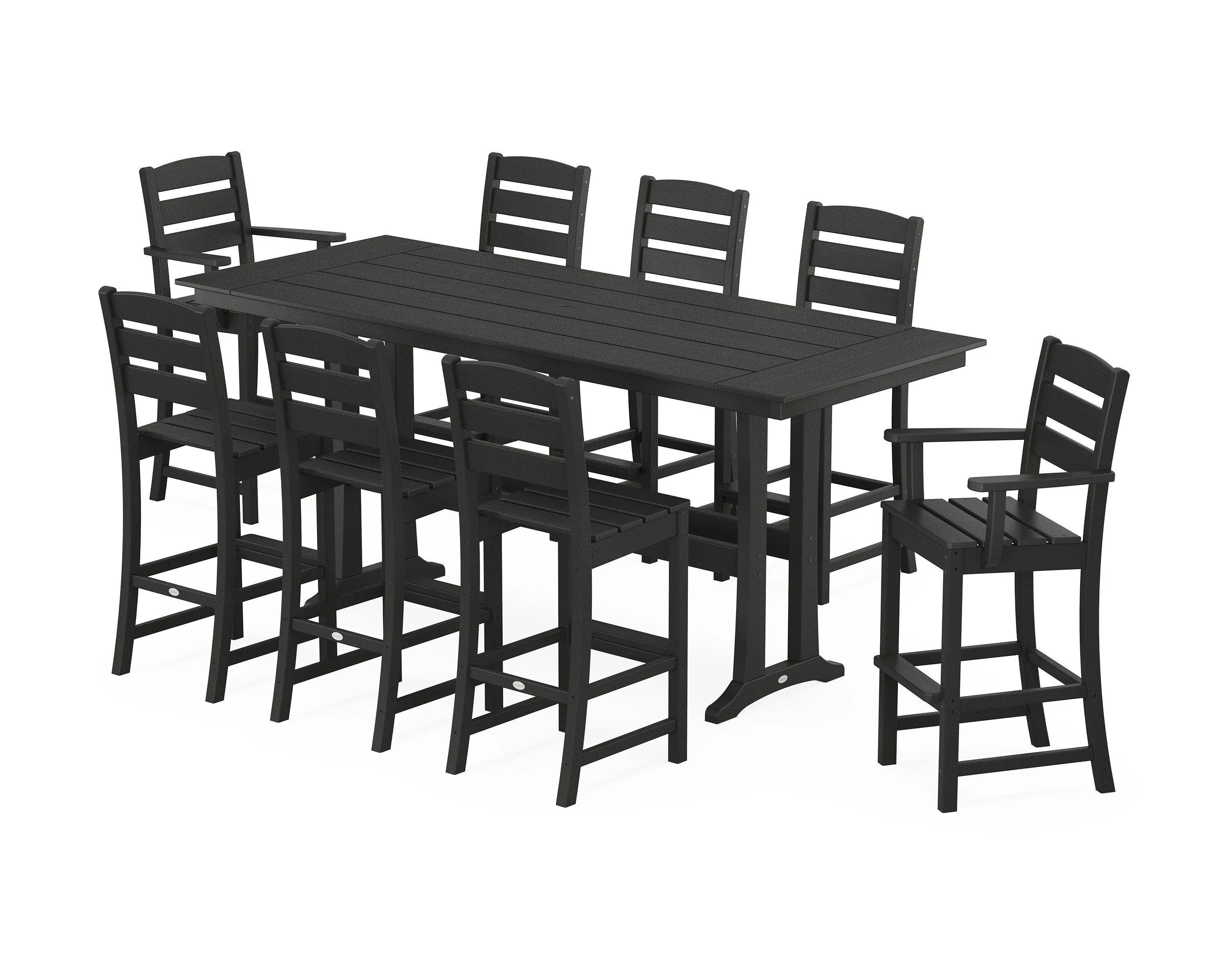 Lakeside 9-Piece Farmhouse Bar Set with Trestle Legs - Image 7
