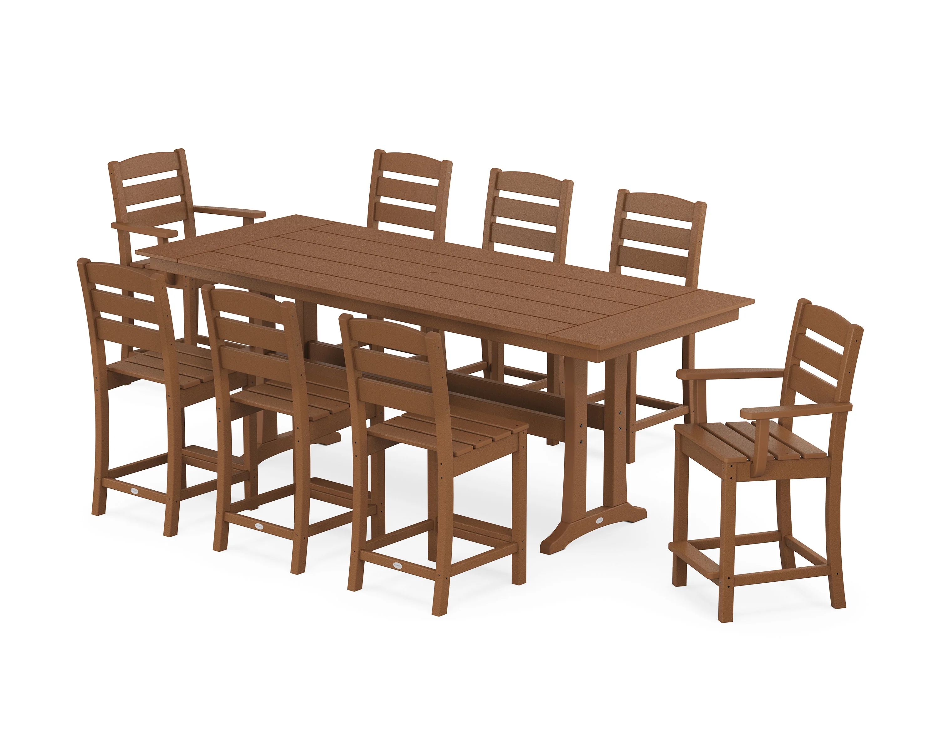 Lakeside 9-Piece Farmhouse Counter Set with Trestle Legs - Image 4