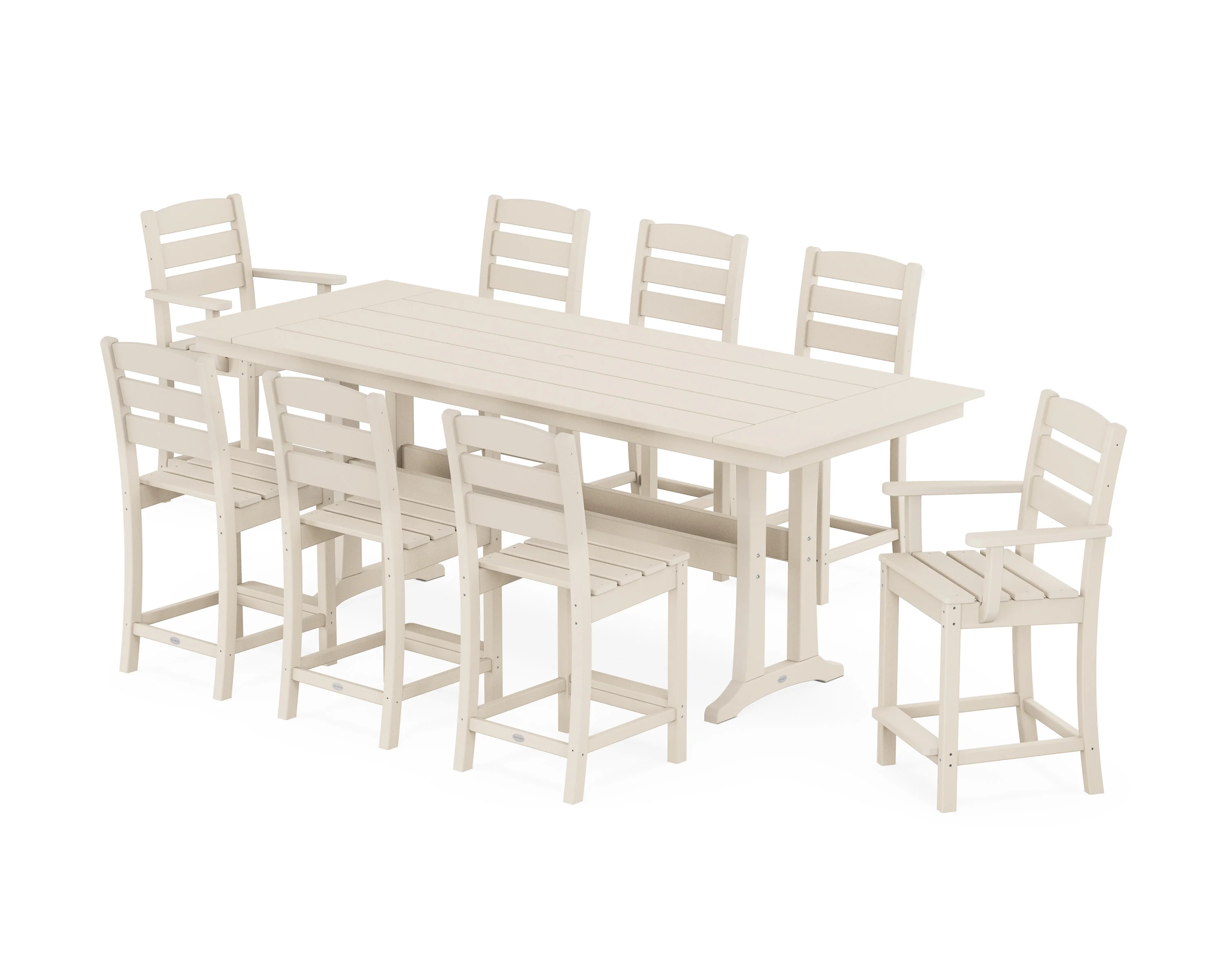 Lakeside 9-Piece Farmhouse Counter Set with Trestle Legs - Image 5