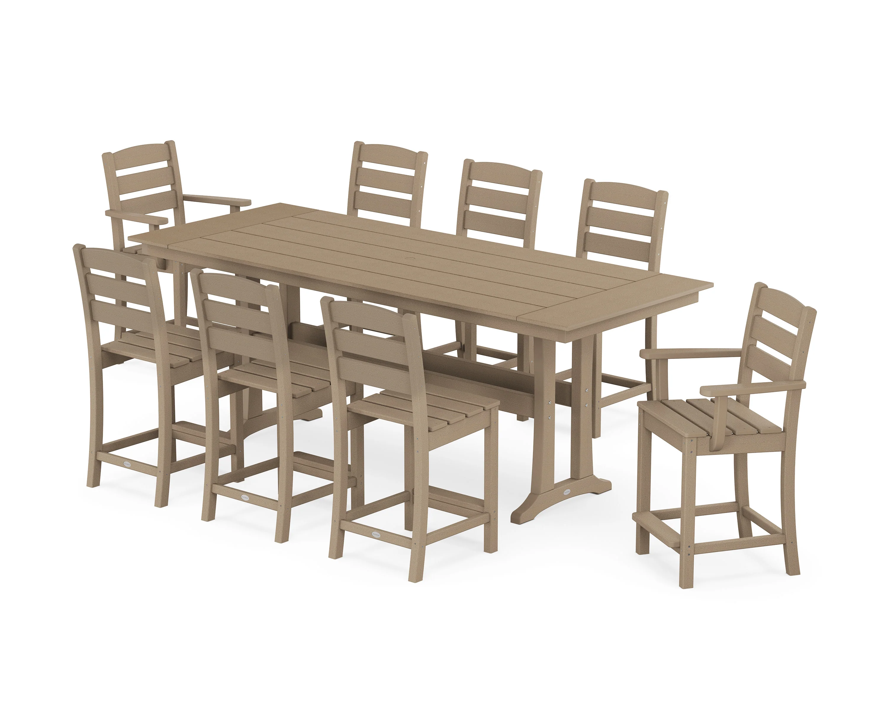 Lakeside 9-Piece Farmhouse Counter Set with Trestle Legs - Image 7