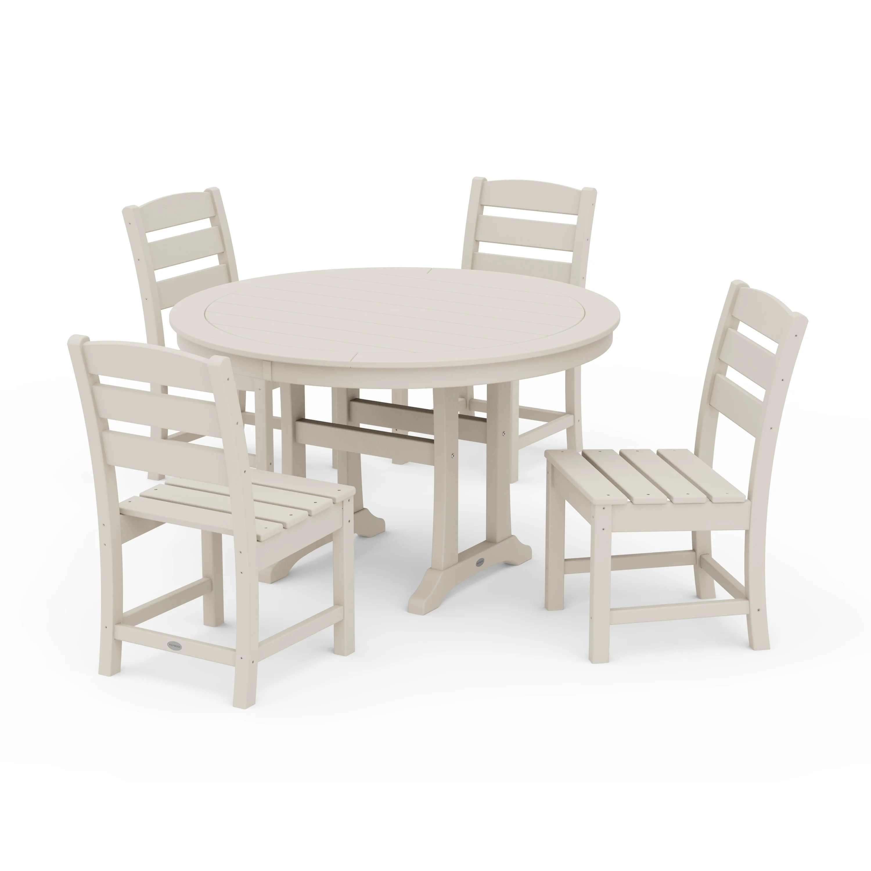 Lakeside Side Chair 5-Piece Round Dining Set With Trestle Legs - Image 5