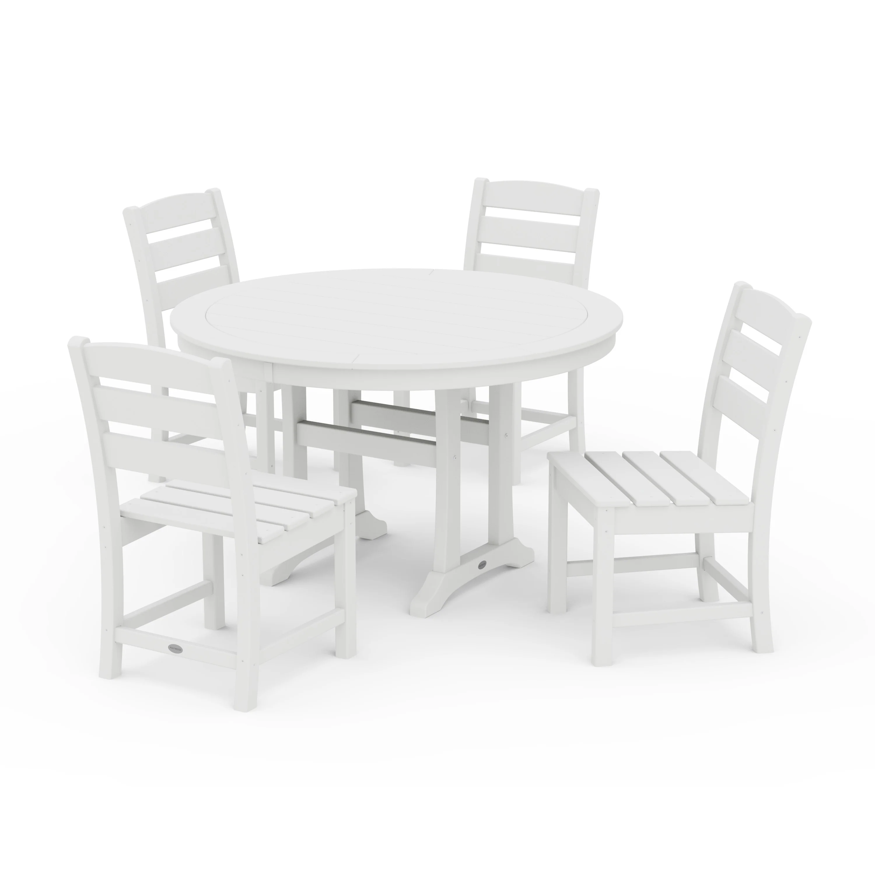 Lakeside Side Chair 5-Piece Round Dining Set With Trestle Legs - Image 7