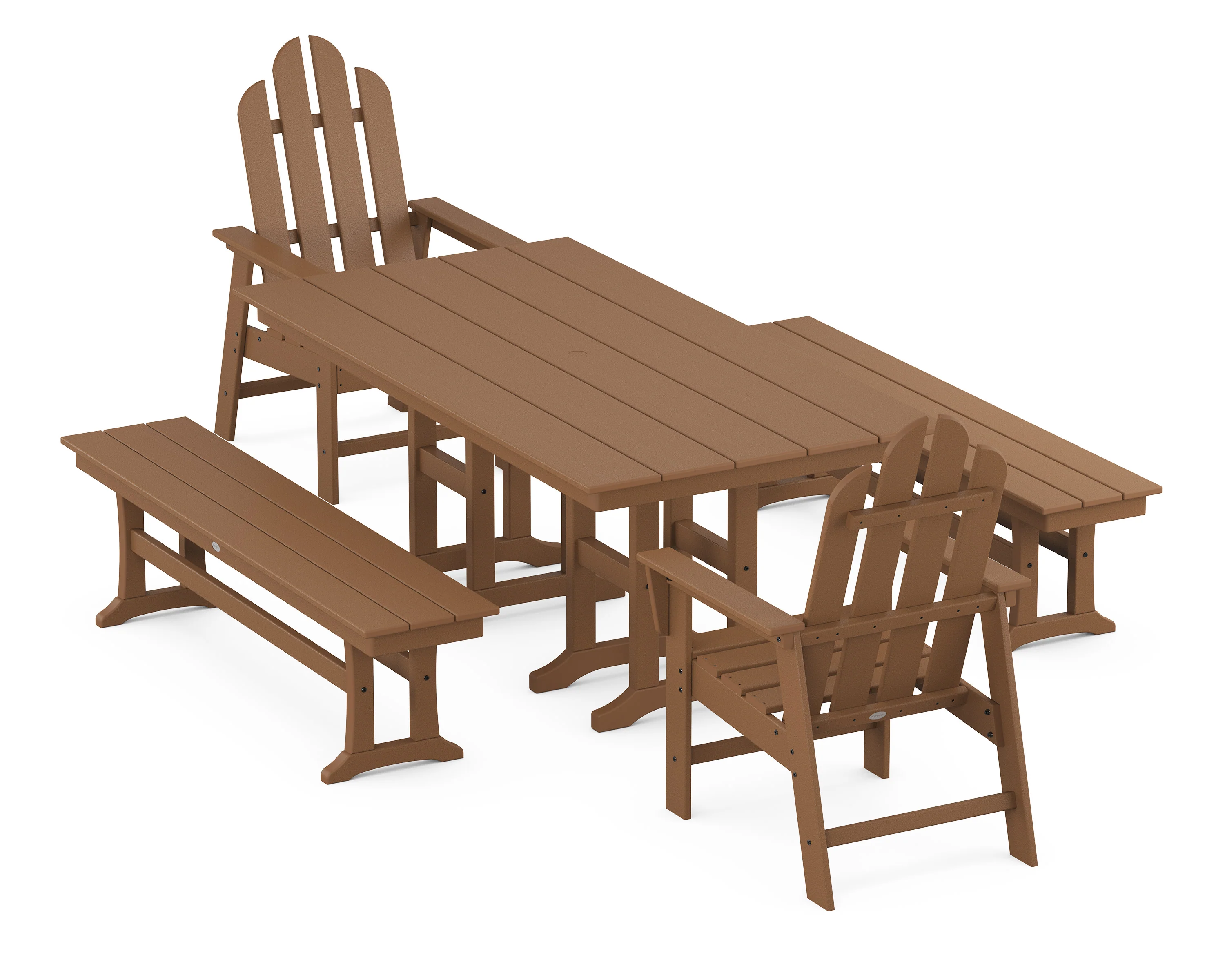 Long Island 5-Piece Farmhouse Dining Set with Benches - Image 4