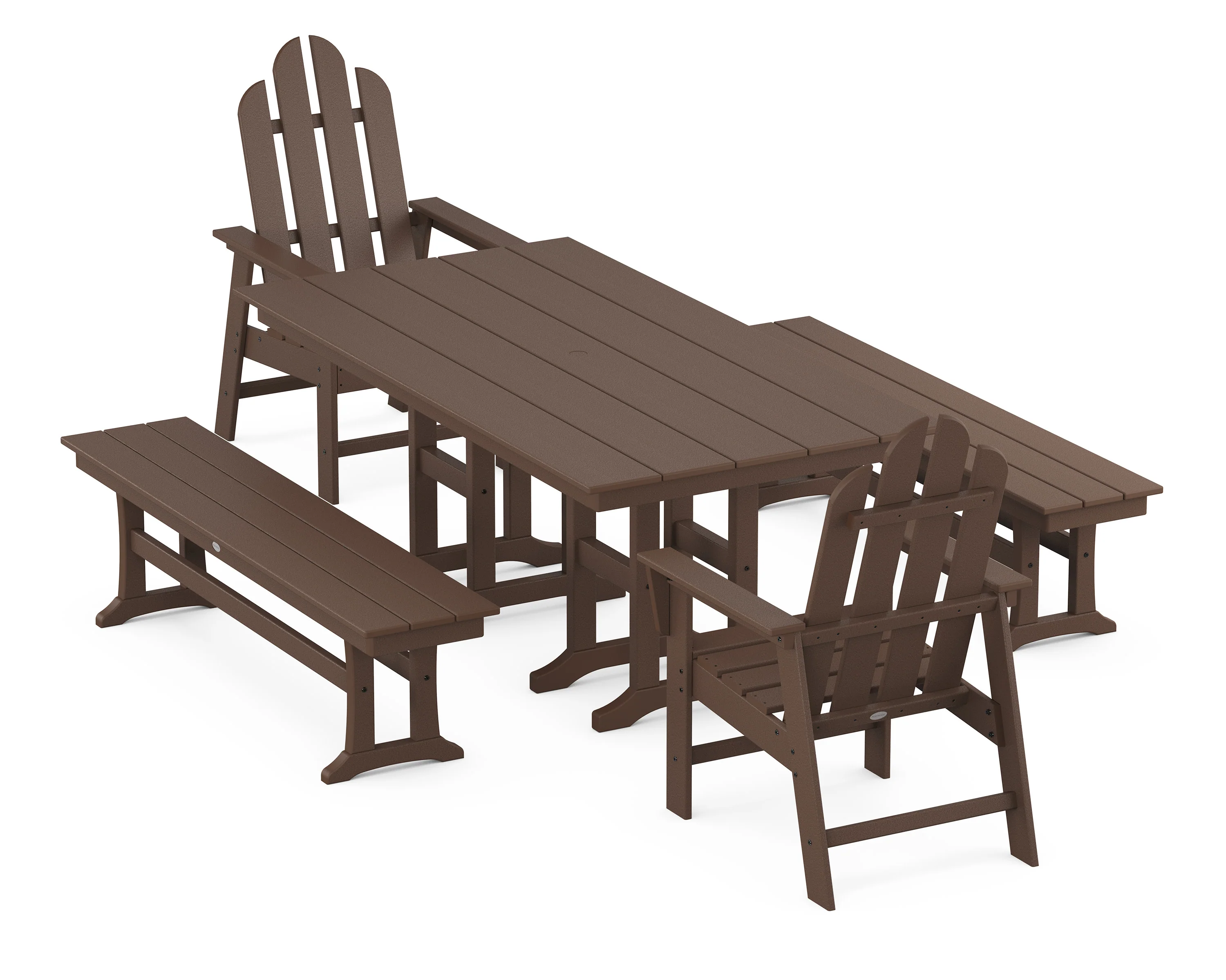 Long Island 5-Piece Farmhouse Dining Set with Benches - Image 5
