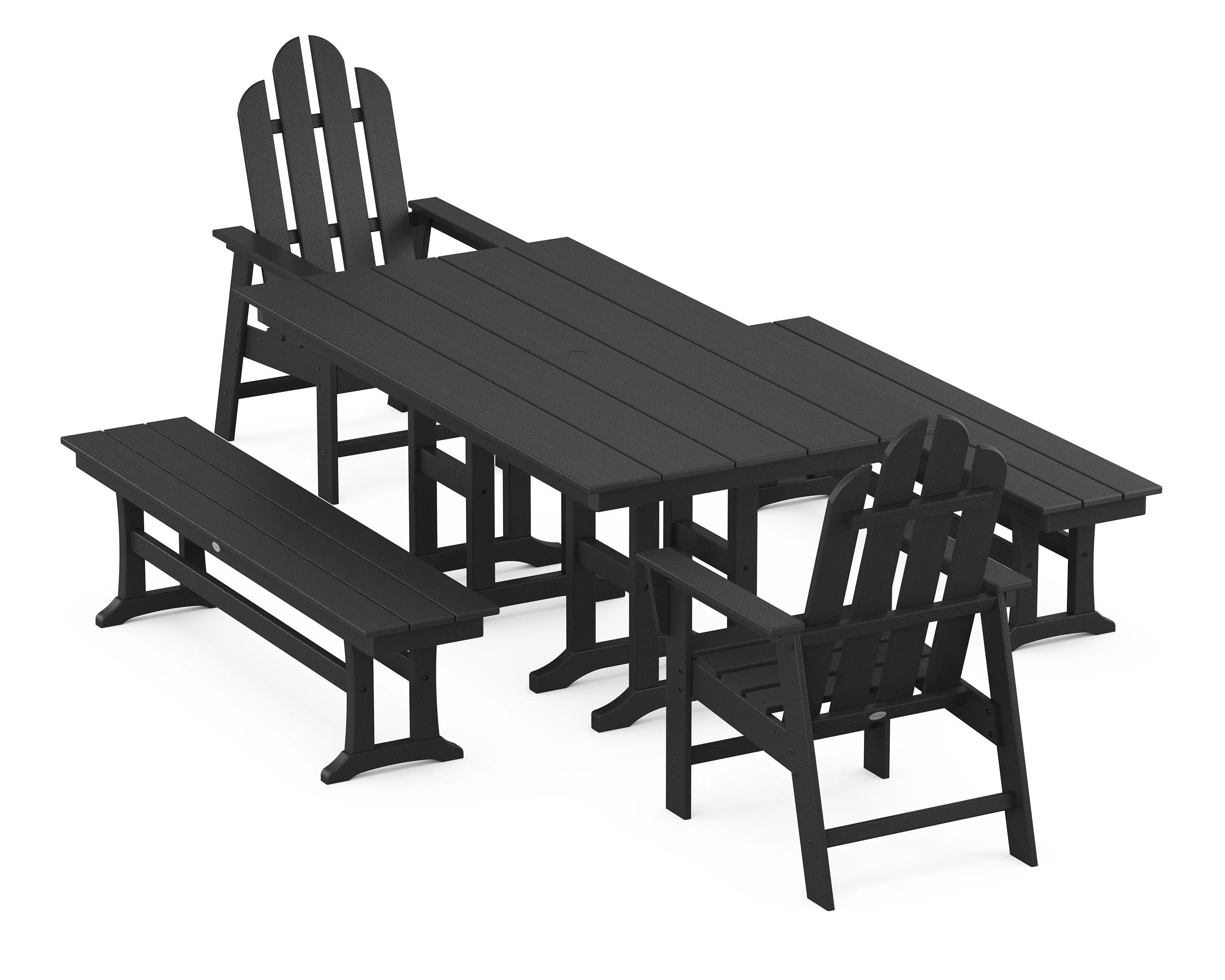 Long Island 5-Piece Farmhouse Dining Set with Benches - Image 6