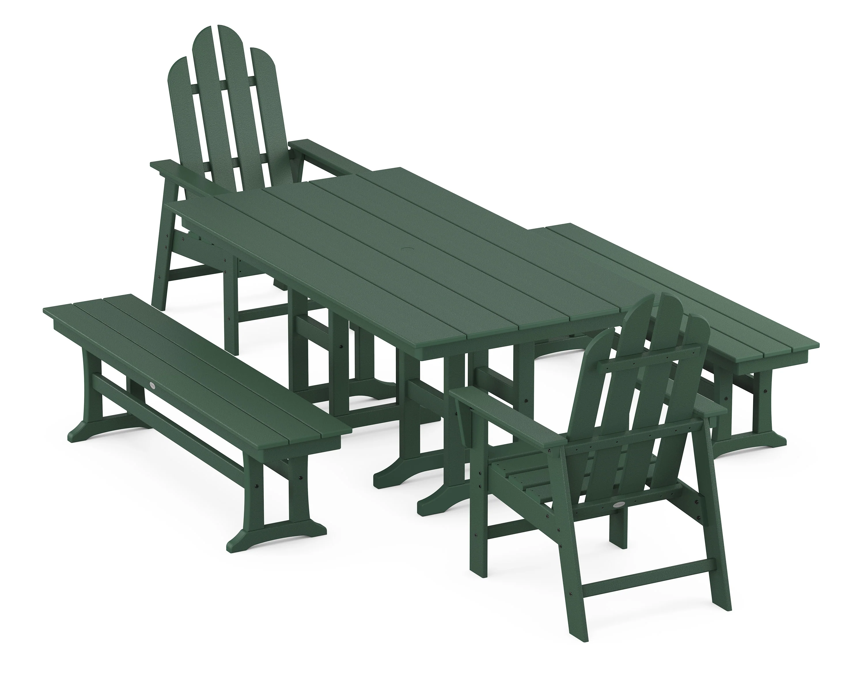 Long Island 5-Piece Farmhouse Dining Set with Benches - Image 7
