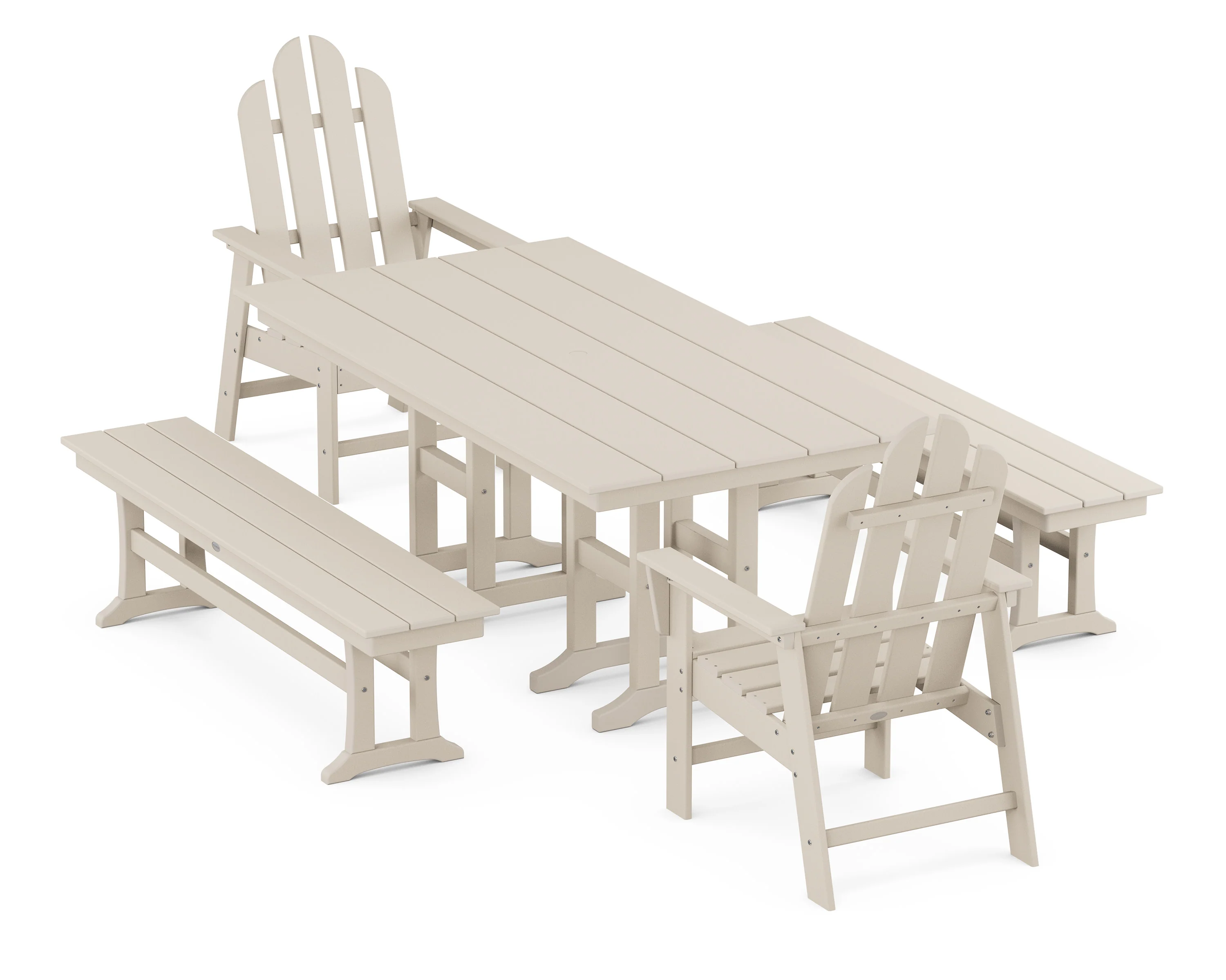 Long Island 5-Piece Farmhouse Dining Set with Benches - Image 8