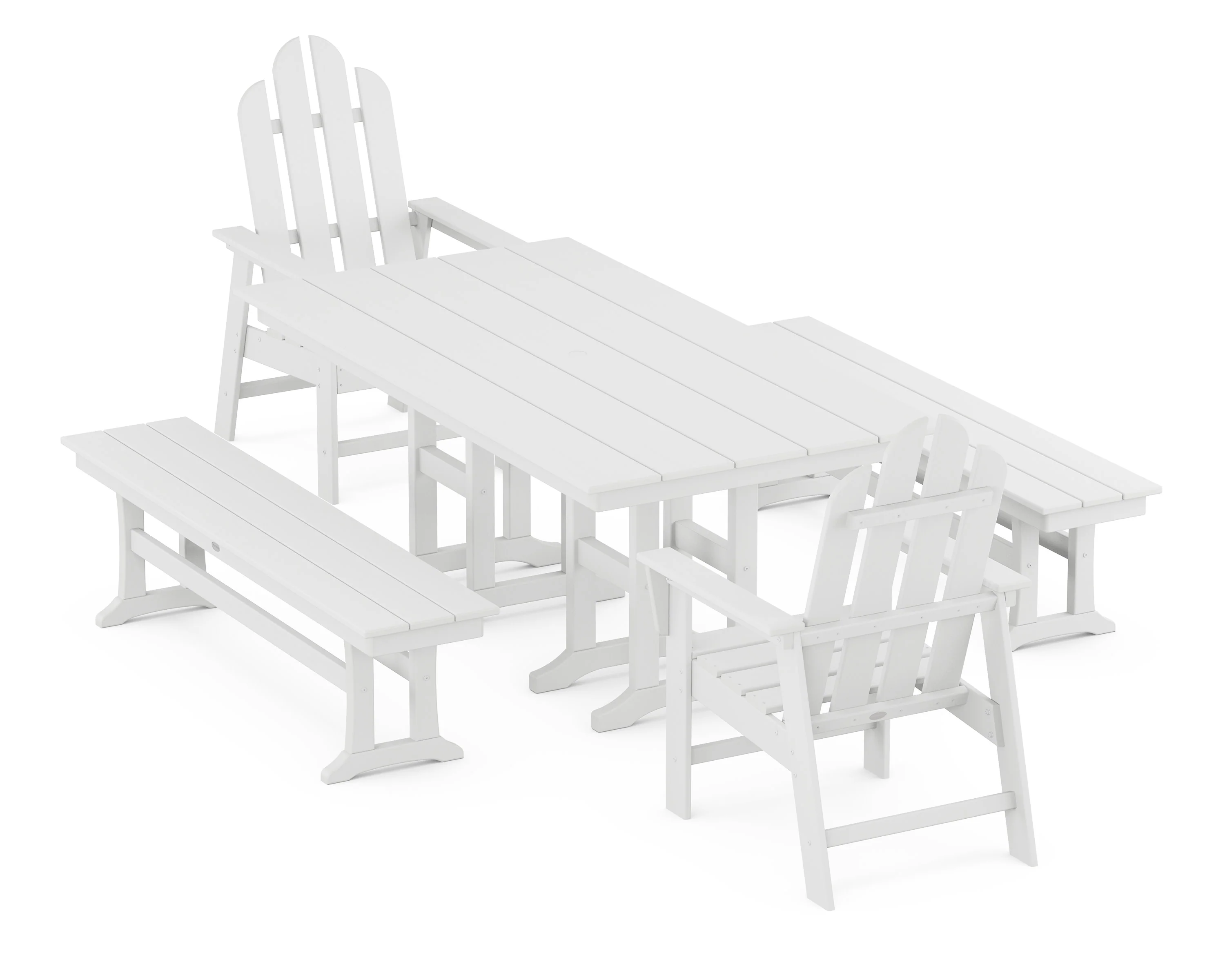 Long Island 5-Piece Farmhouse Dining Set with Benches - Image 9