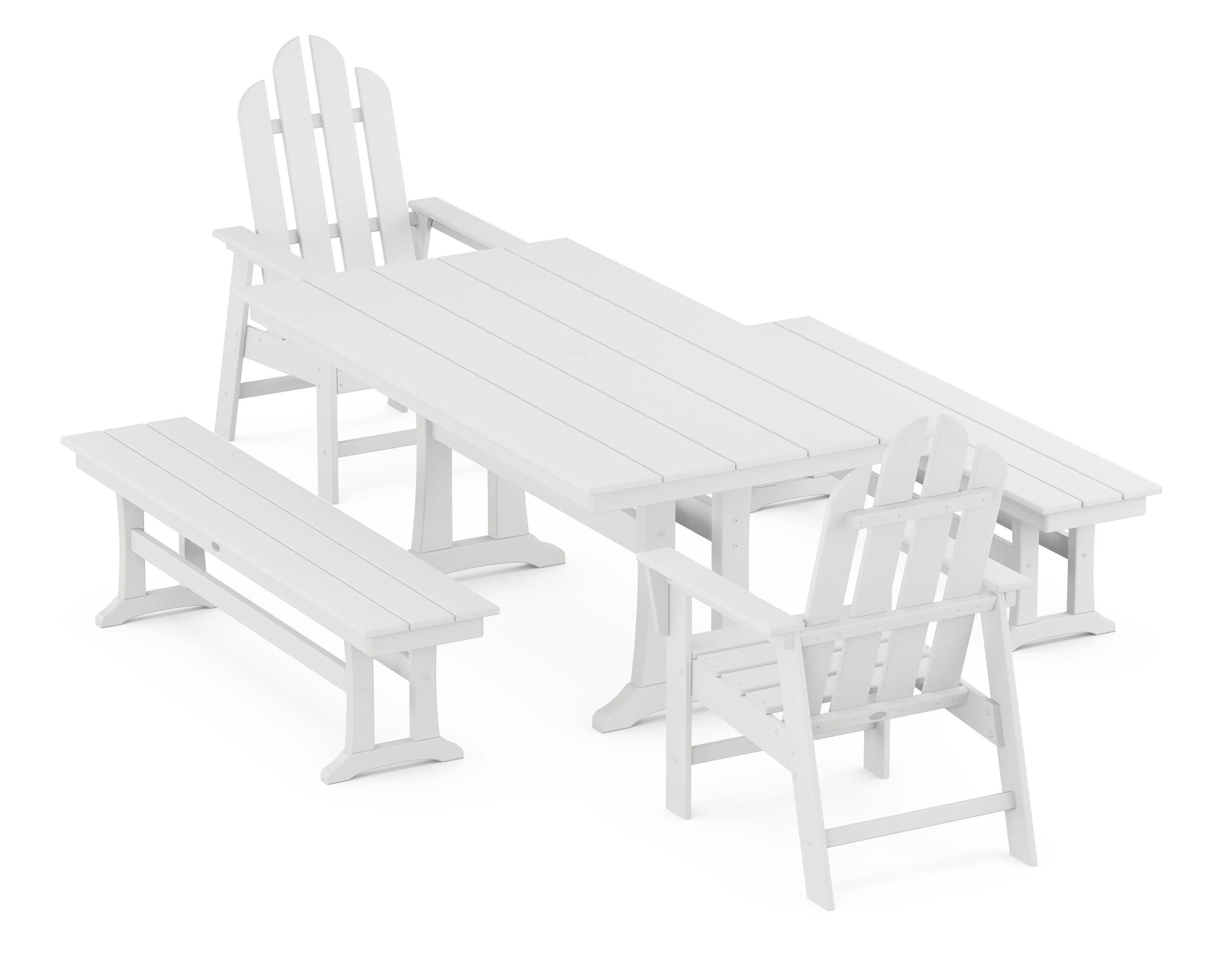 Long Island 5-Piece Farmhouse Dining Set With Trestle Legs - Image 7