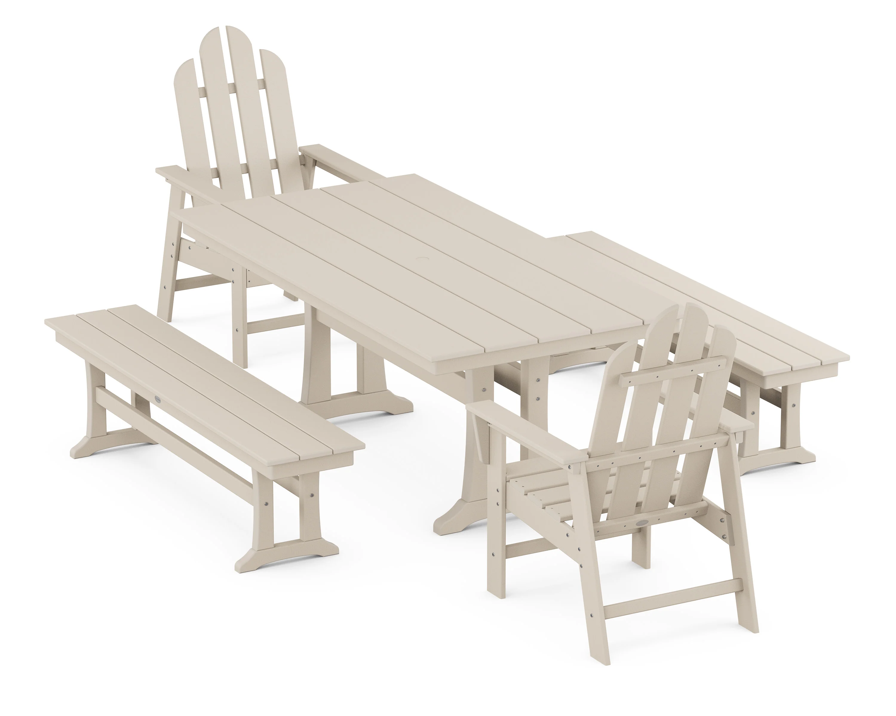 Long Island 5-Piece Farmhouse Dining Set With Trestle Legs - Image 9