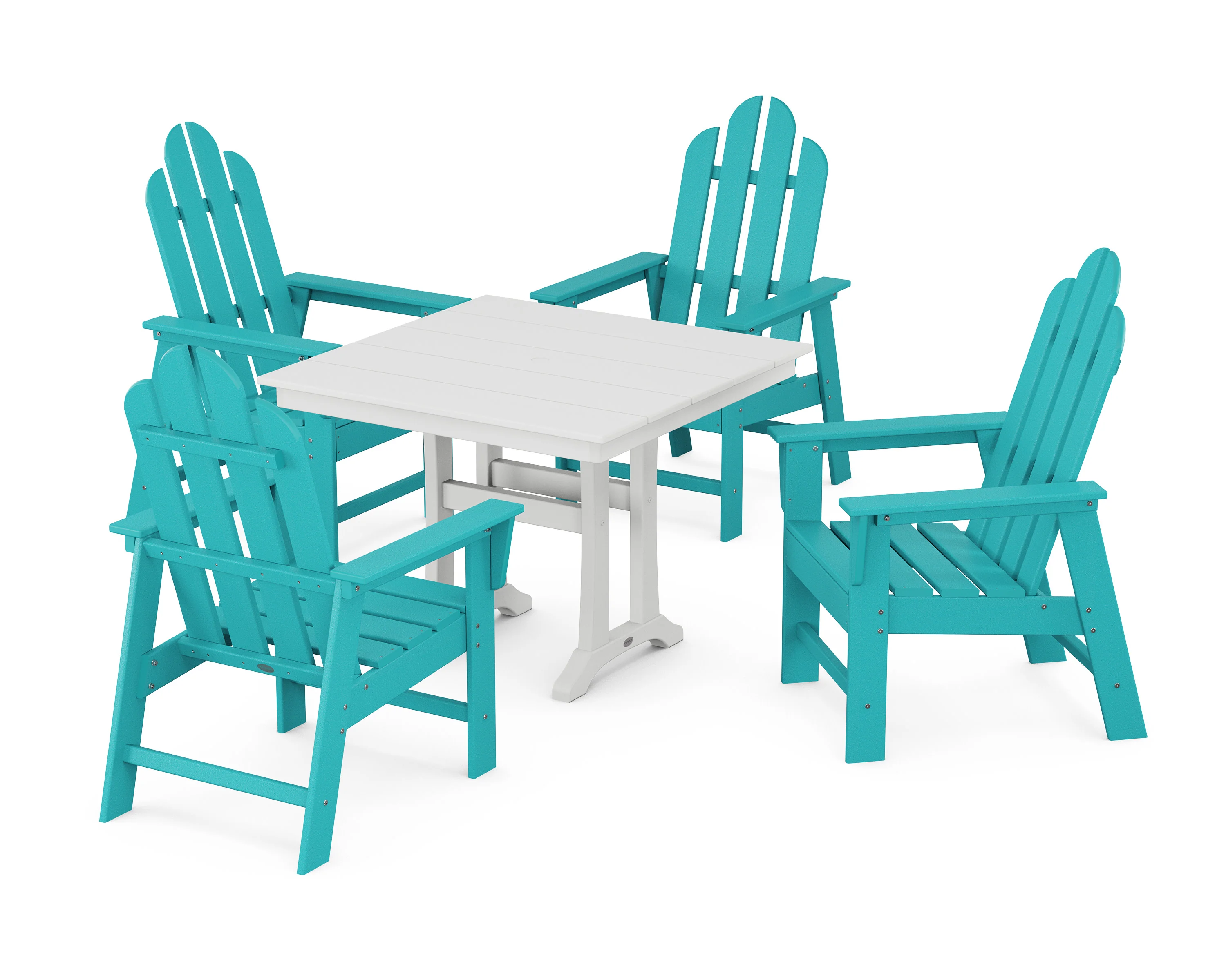 Long Island 5-Piece Farmhouse Dining Set With Trestle Legs - Image 9