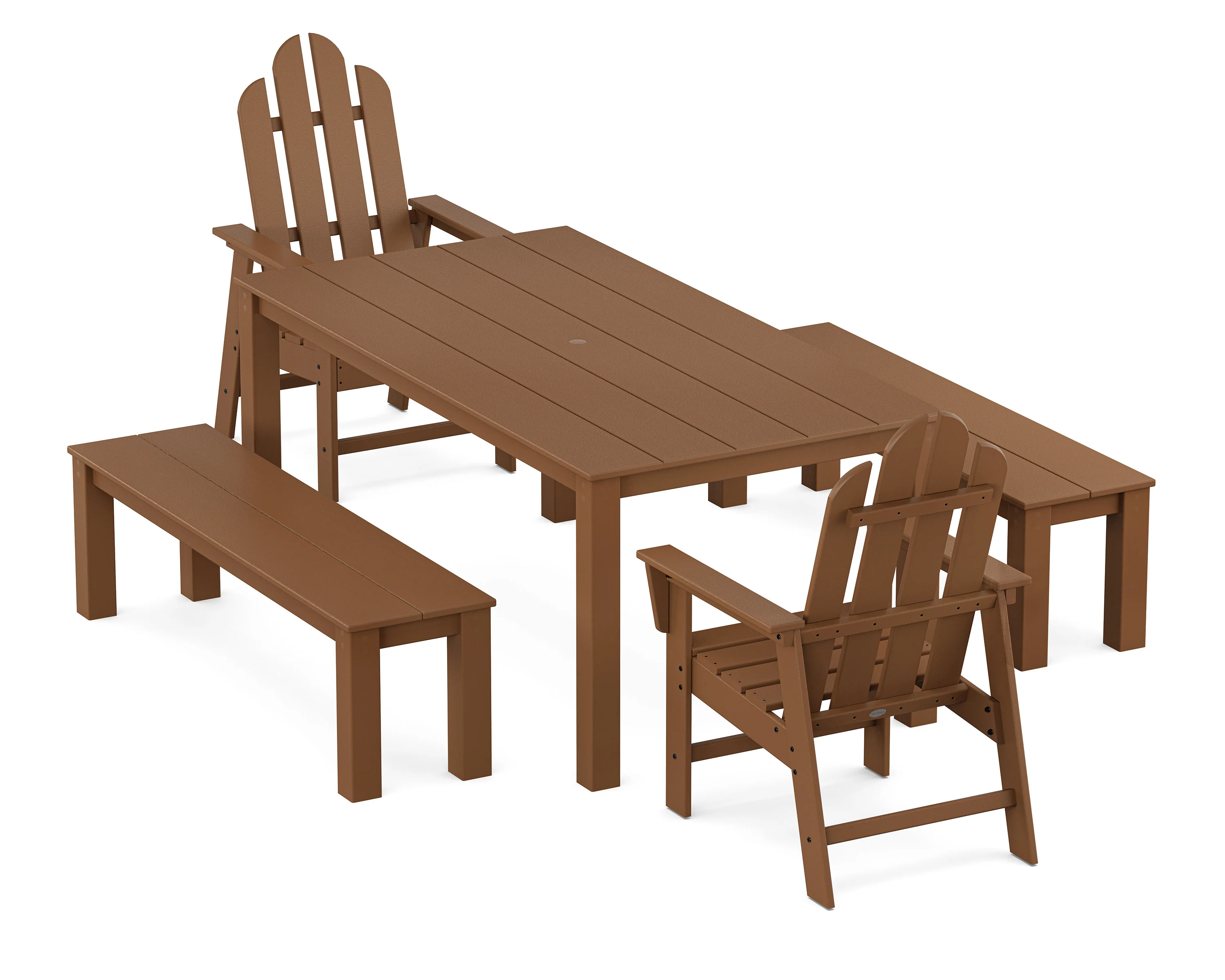 Long Island 5-Piece Parsons Dining Set with Benches - Image 4