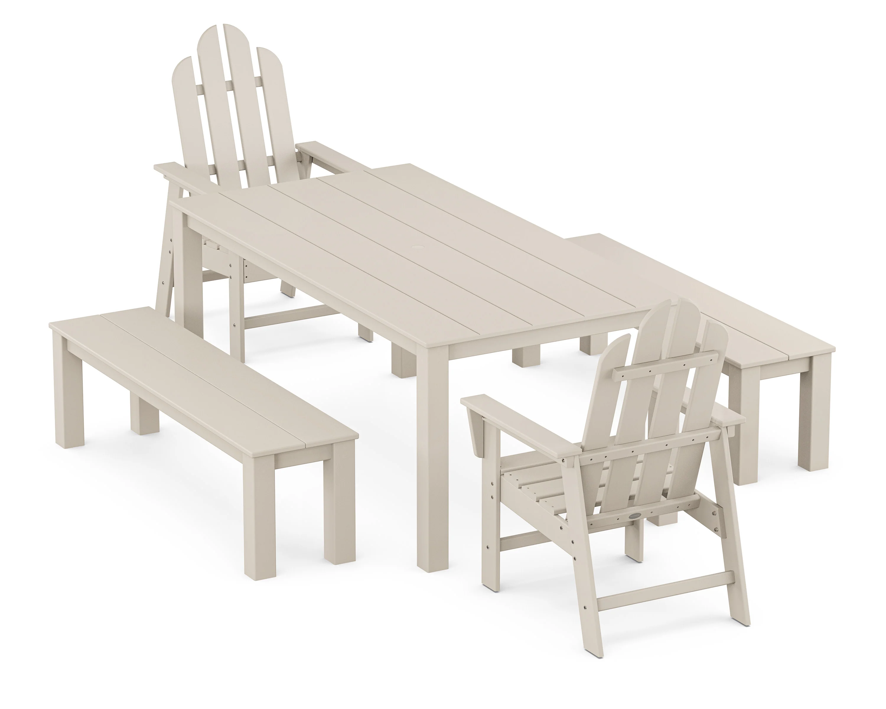 Long Island 5-Piece Parsons Dining Set with Benches - Image 6
