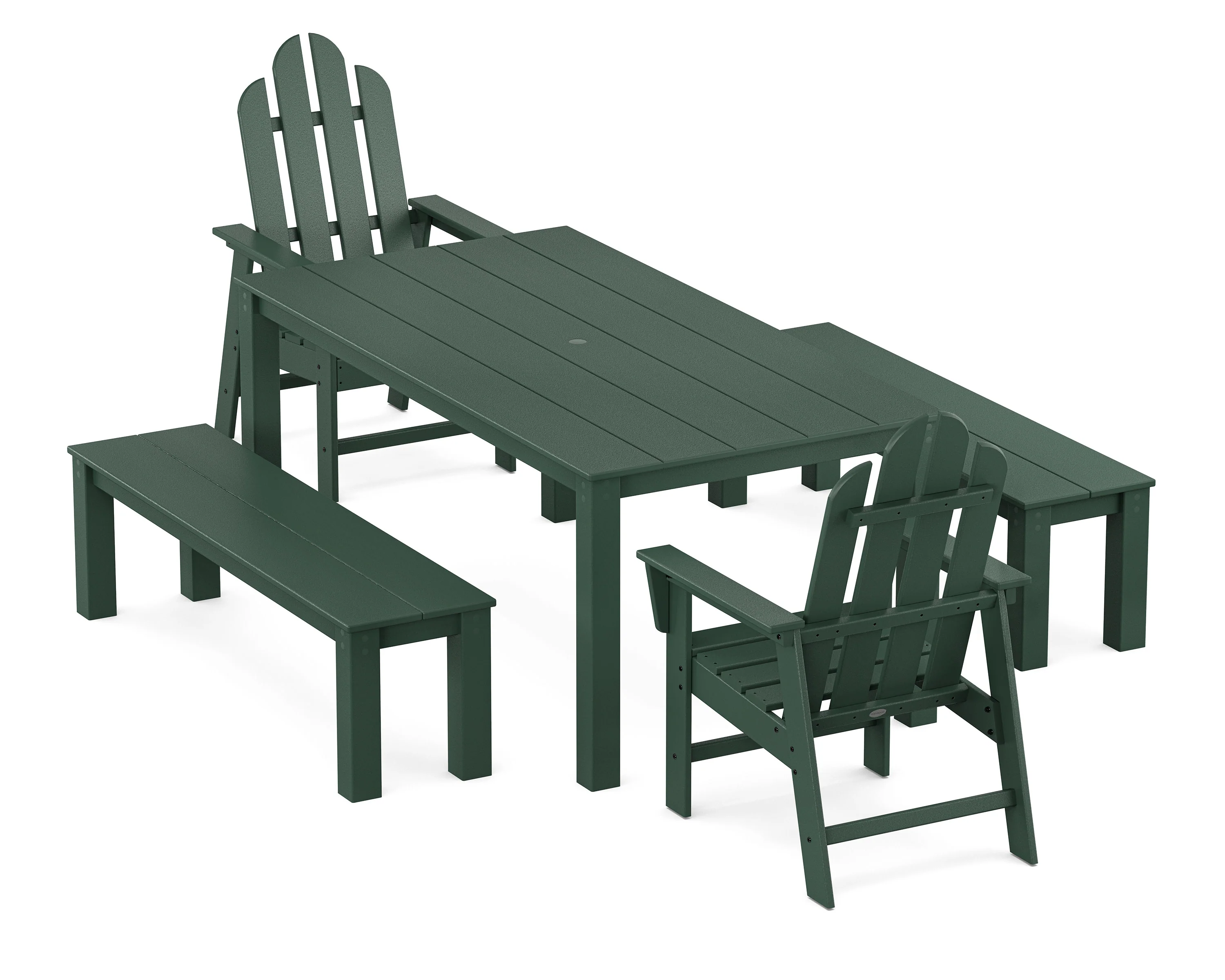 Long Island 5-Piece Parsons Dining Set with Benches - Image 7