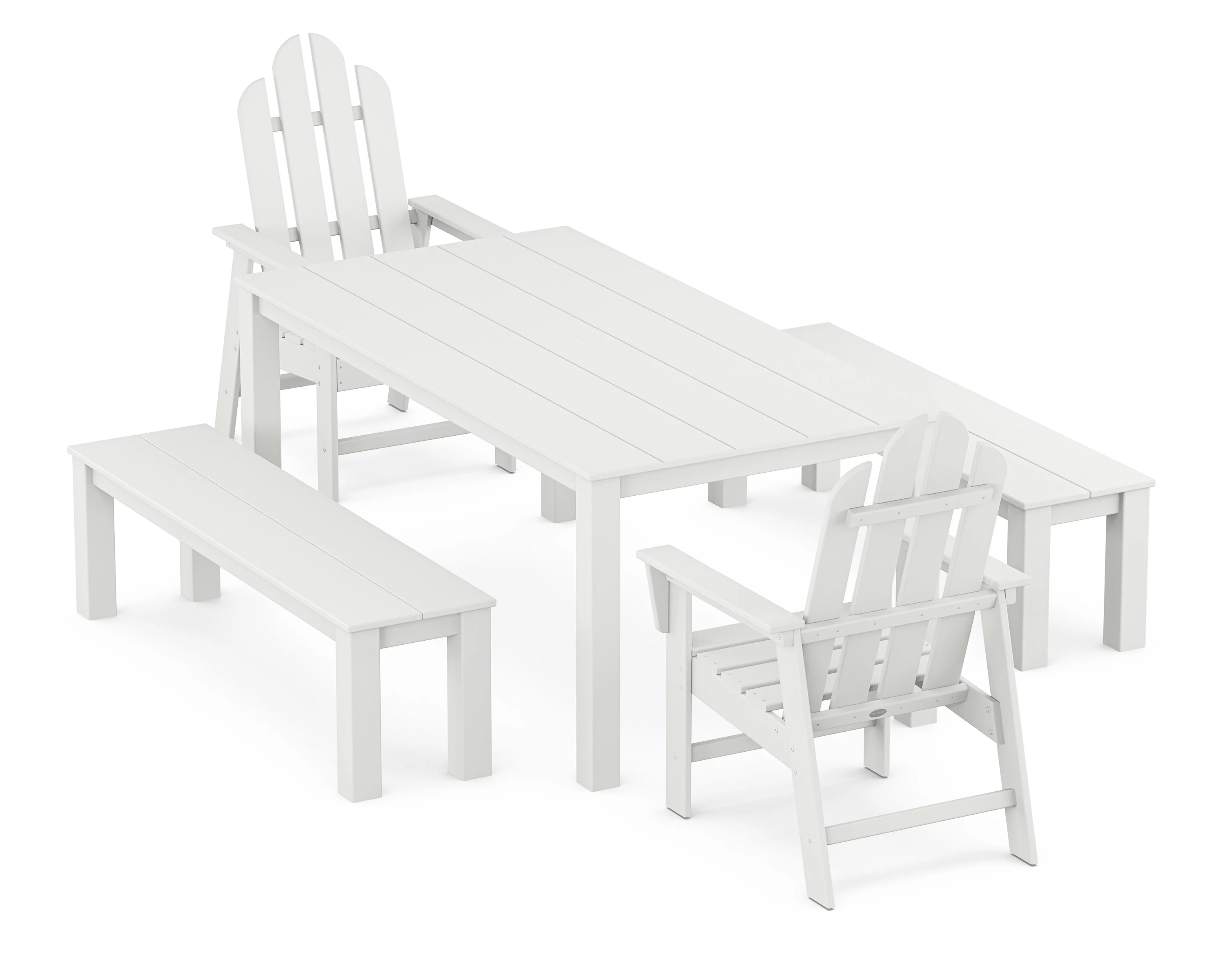 Long Island 5-Piece Parsons Dining Set with Benches - Image 8