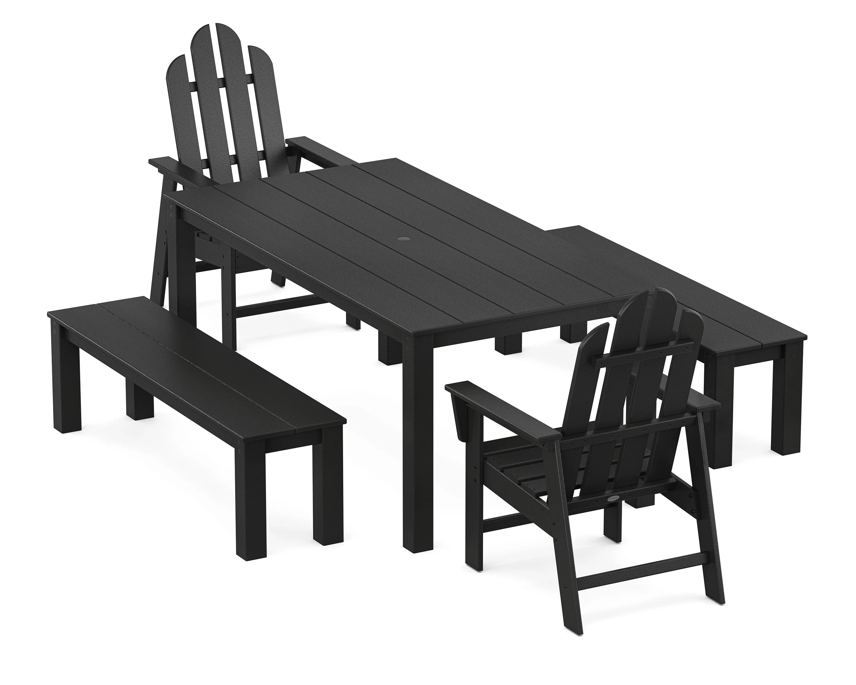 Long Island 5-Piece Parsons Dining Set with Benches - Image 9