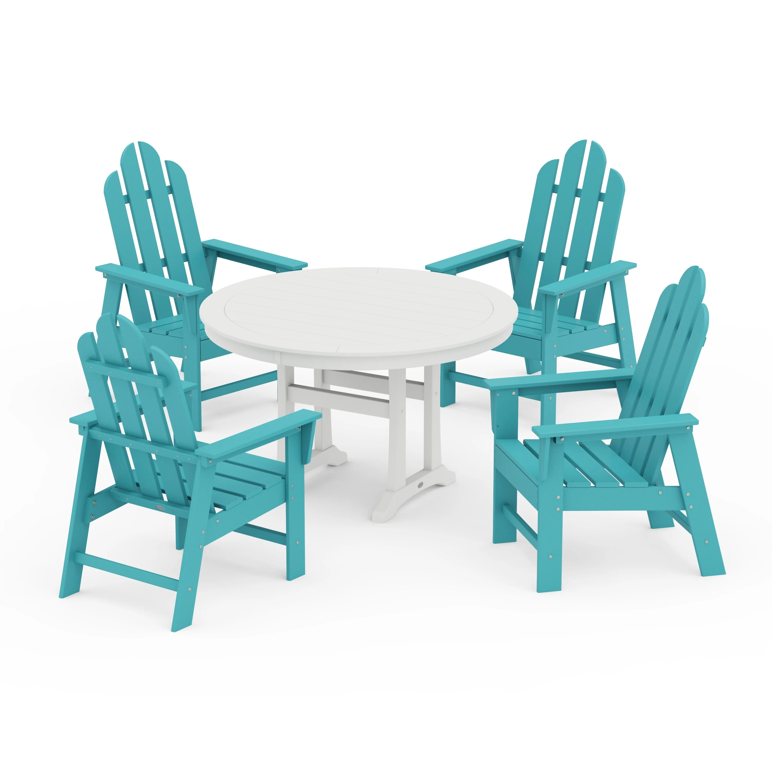 Long Island 5-Piece Round Dining Set with Trestle Legs - Image 7