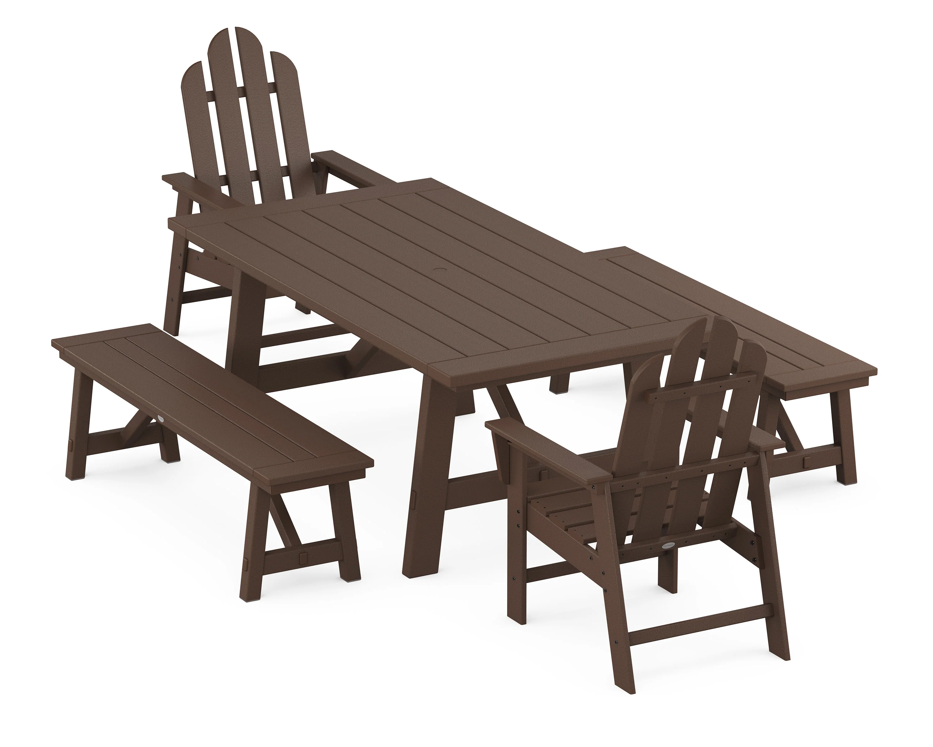 Long Island 5-Piece Rustic Farmhouse Dining Set With Benches - Image 6