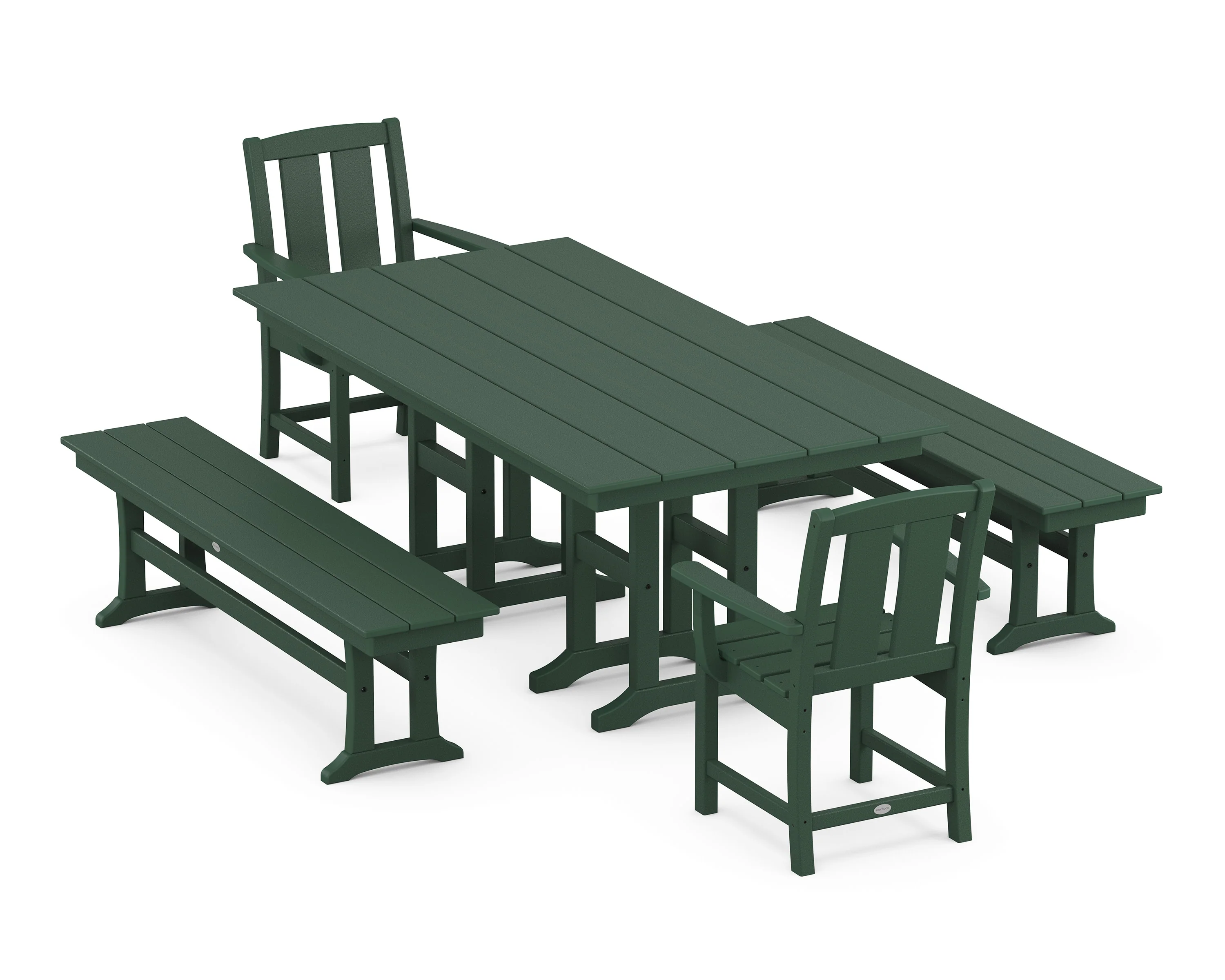 Mission 5-Piece Farmhouse Dining Set with Benches - Image 4