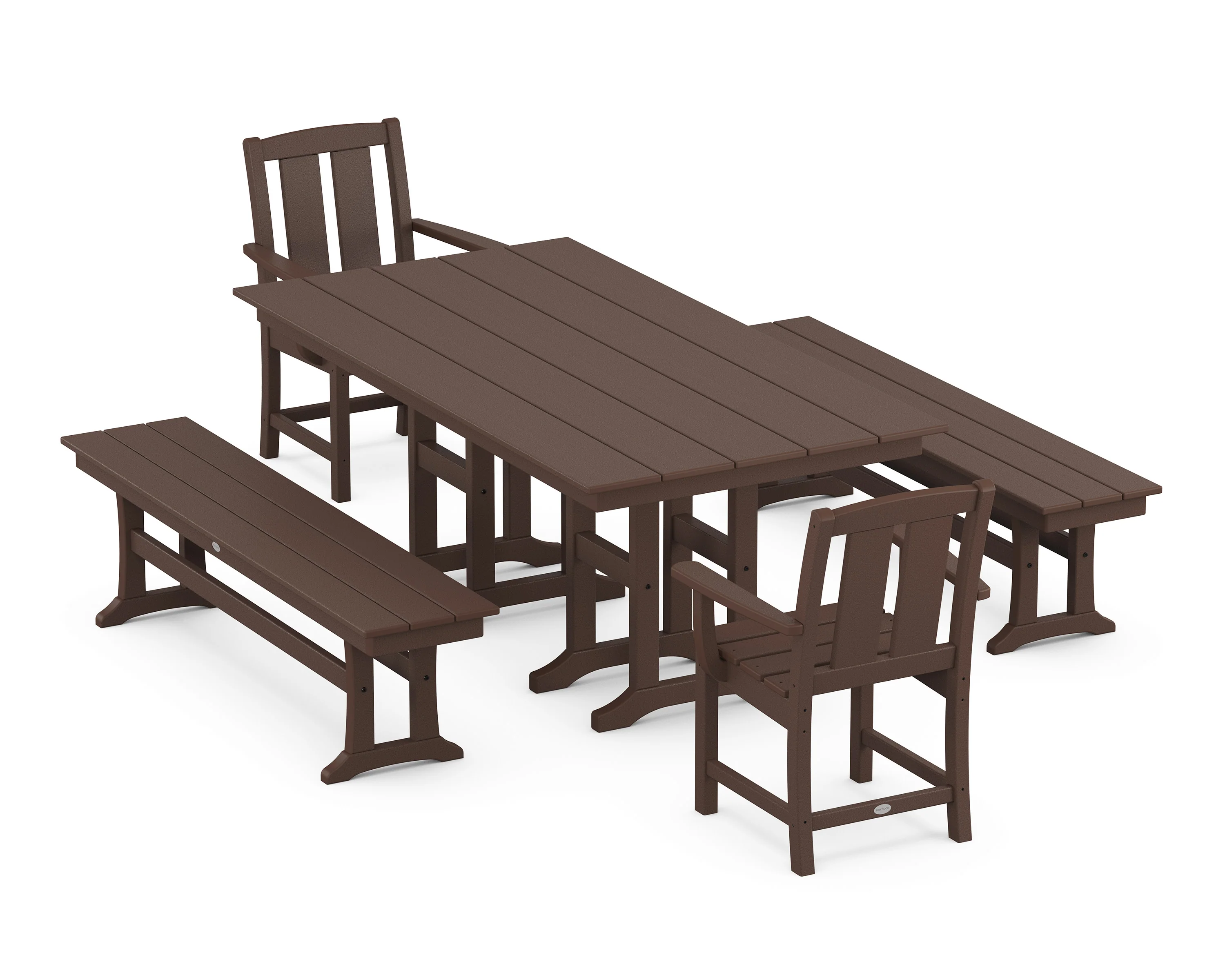 Mission 5-Piece Farmhouse Dining Set with Benches - Image 5