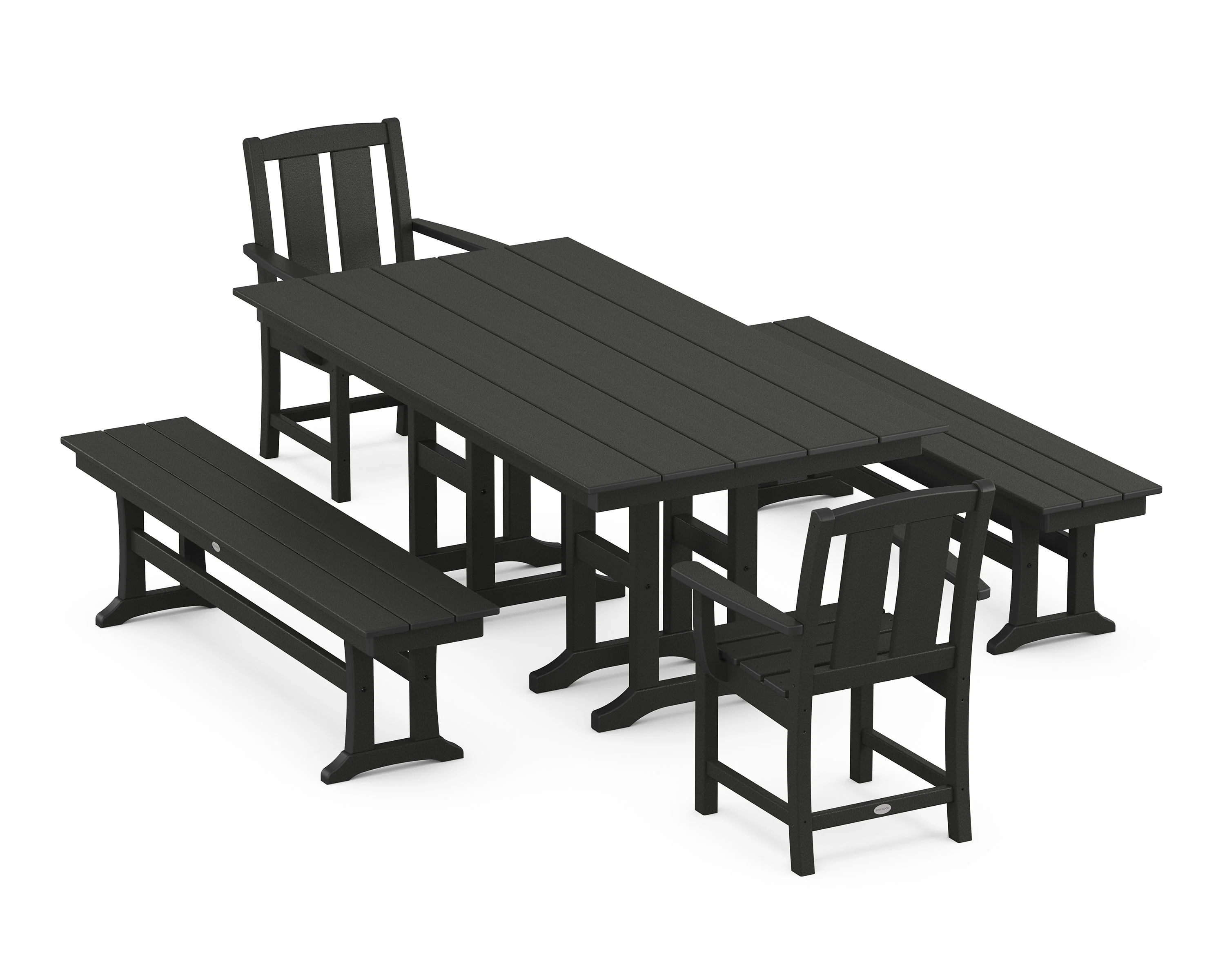 Mission 5-Piece Farmhouse Dining Set with Benches - Image 6