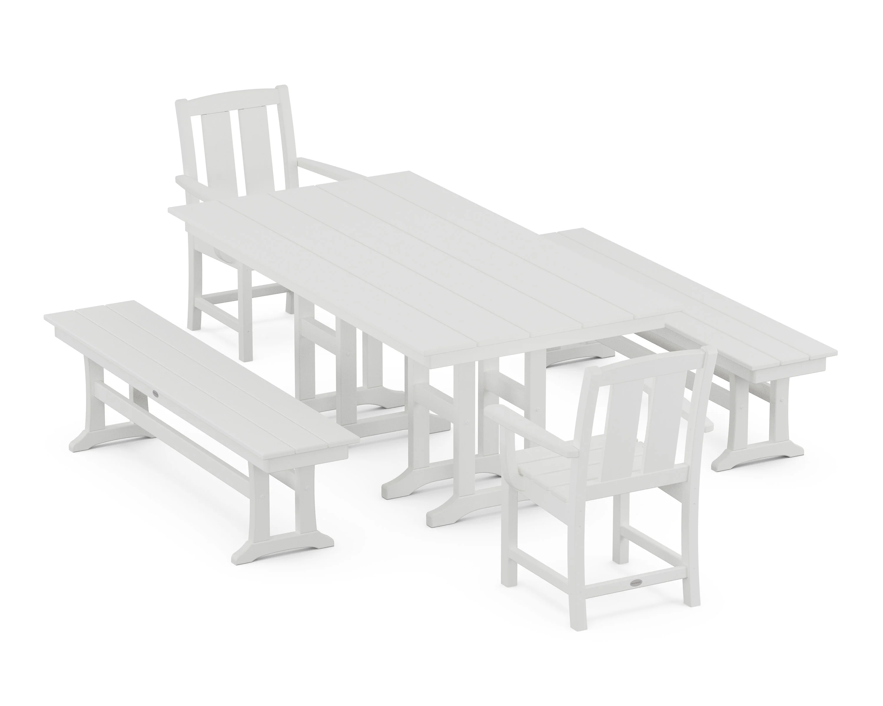 Mission 5-Piece Farmhouse Dining Set with Benches - Image 7