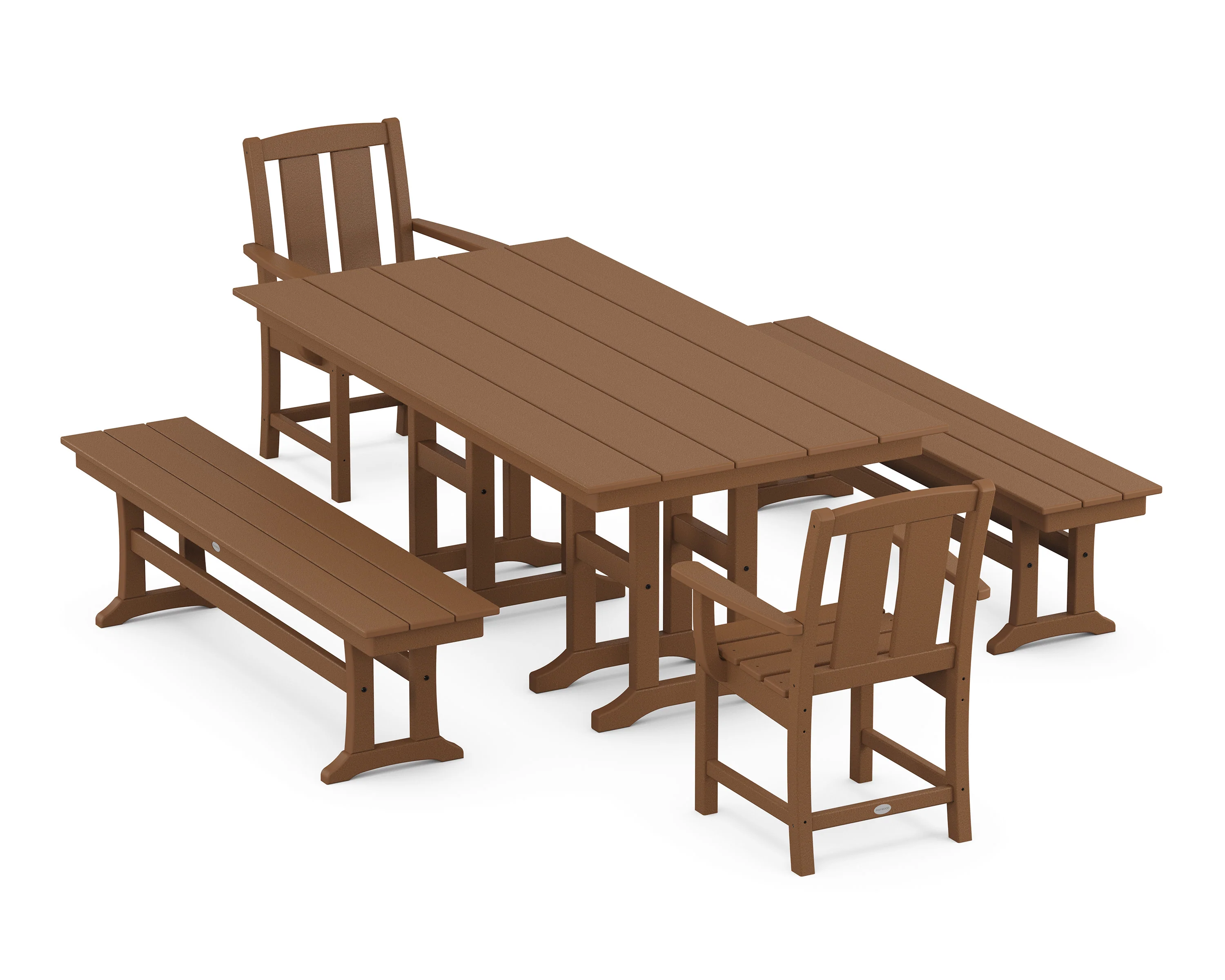 Mission 5-Piece Farmhouse Dining Set with Benches - Image 8