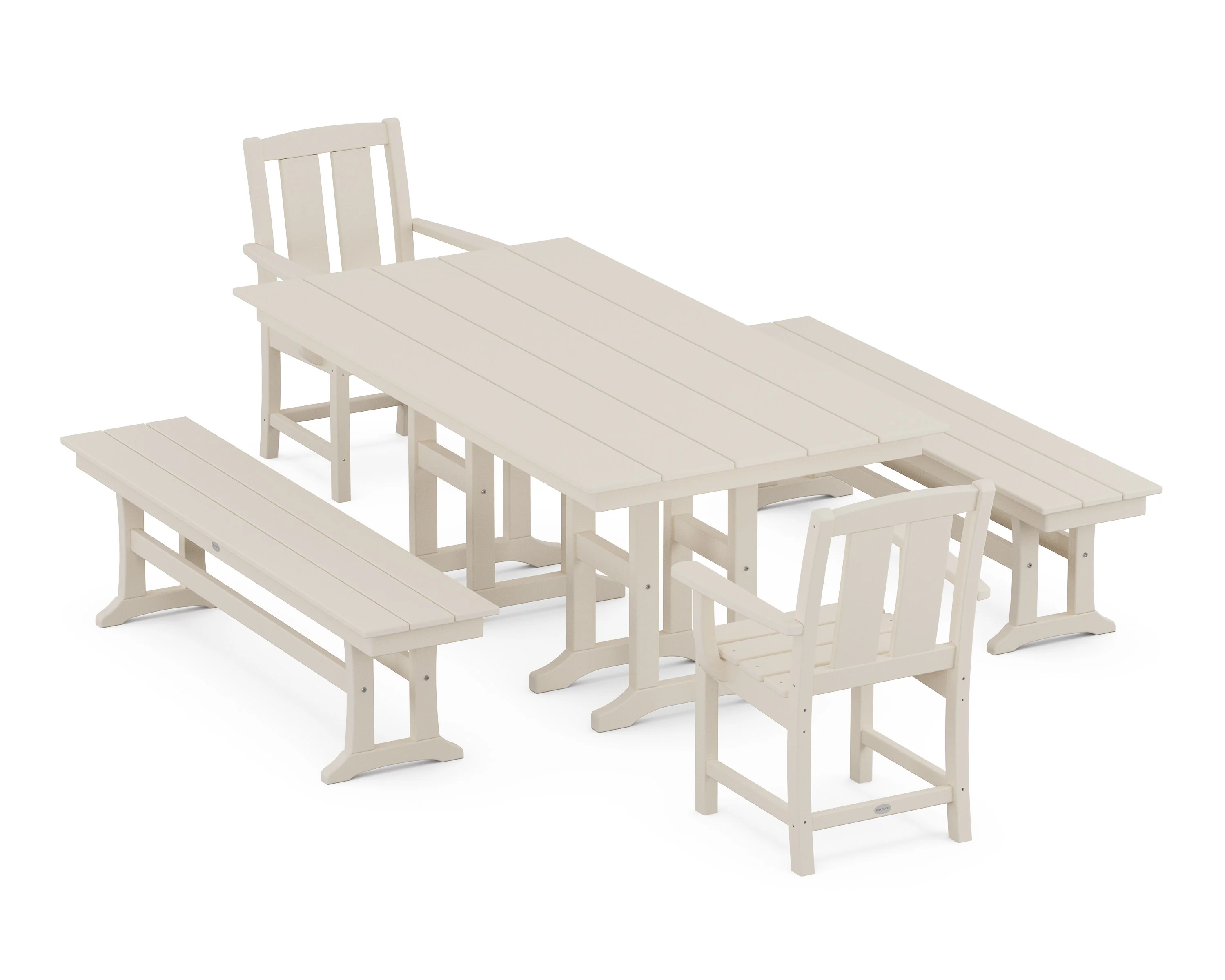 Mission 5-Piece Farmhouse Dining Set with Benches - Image 9