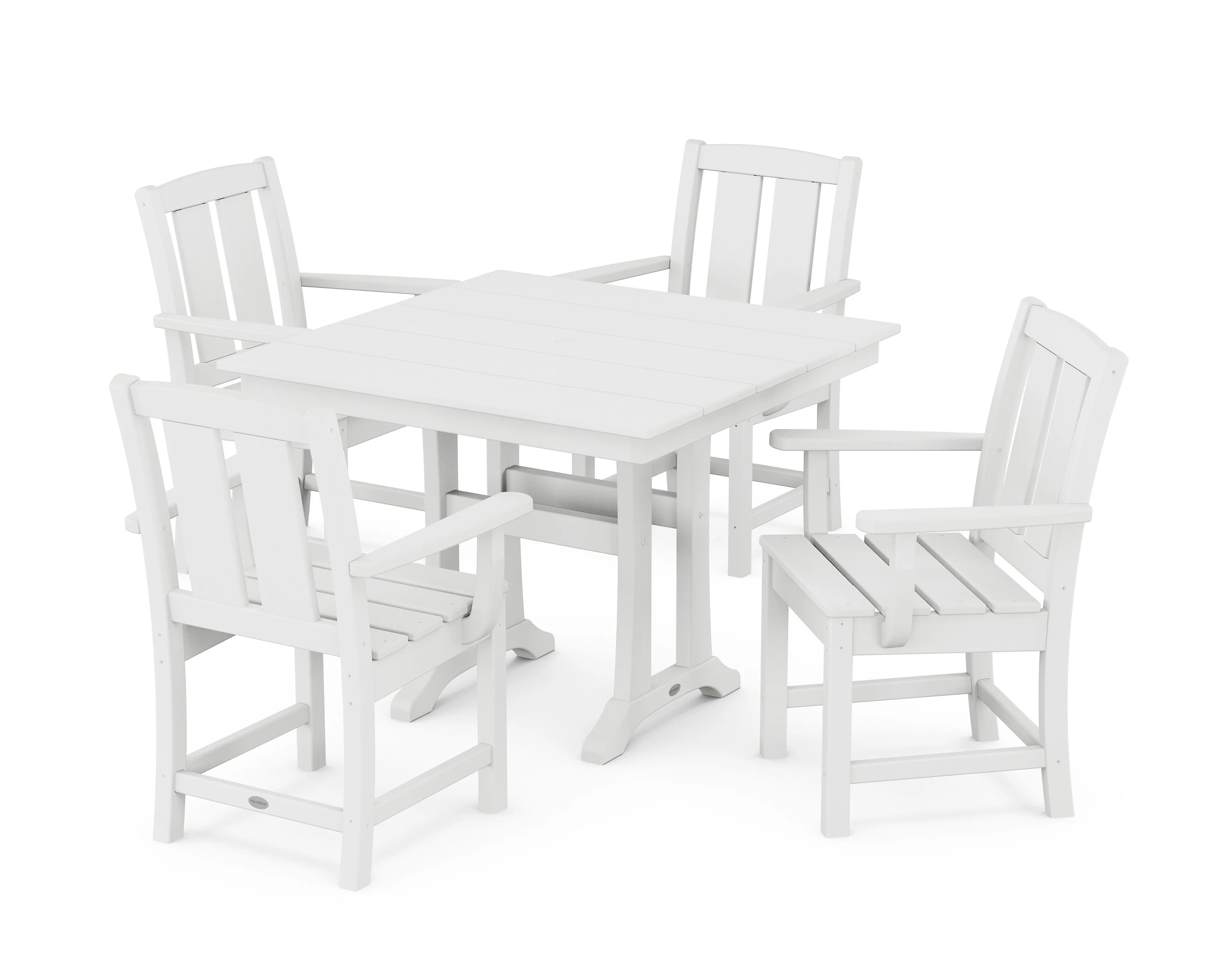 Mission 5-Piece Farmhouse Dining Set with Trestle Legs - Image 4