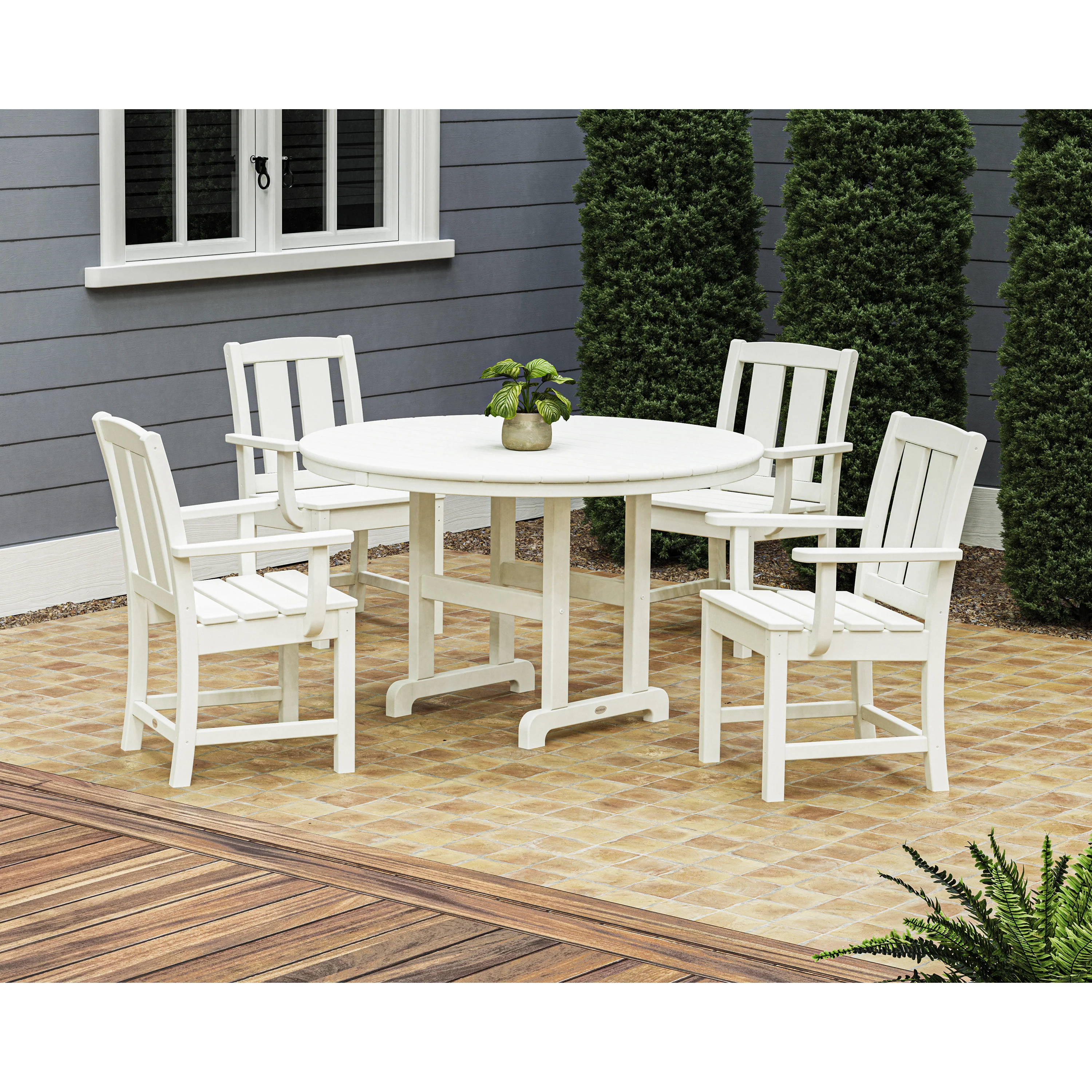 Mission 5-Piece Round Farmhouse Dining Set - Image 3