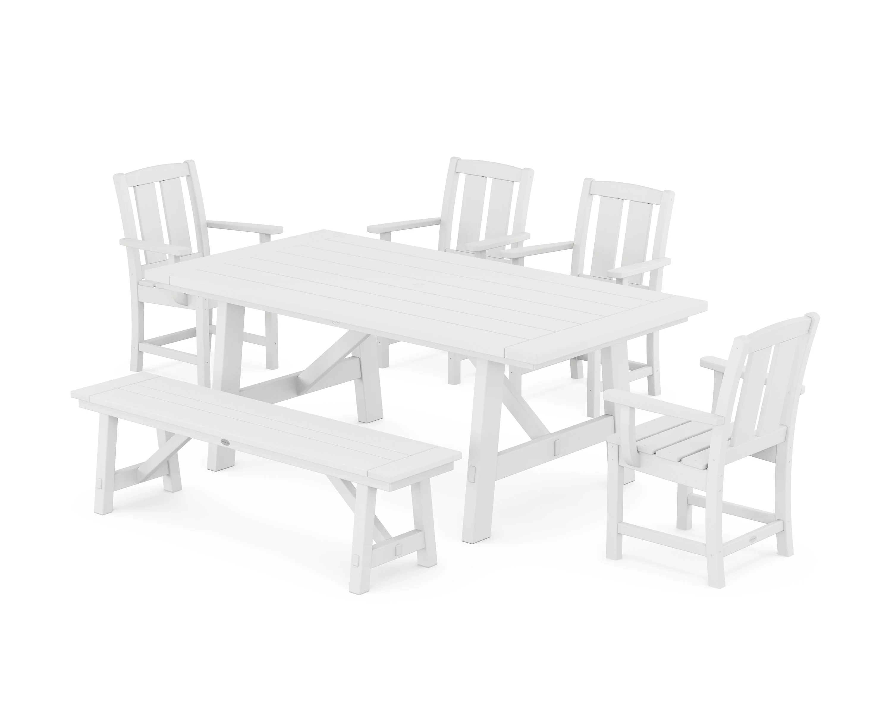 Mission 6-Piece Rustic Farmhouse Dining Set with Bench - Image 4