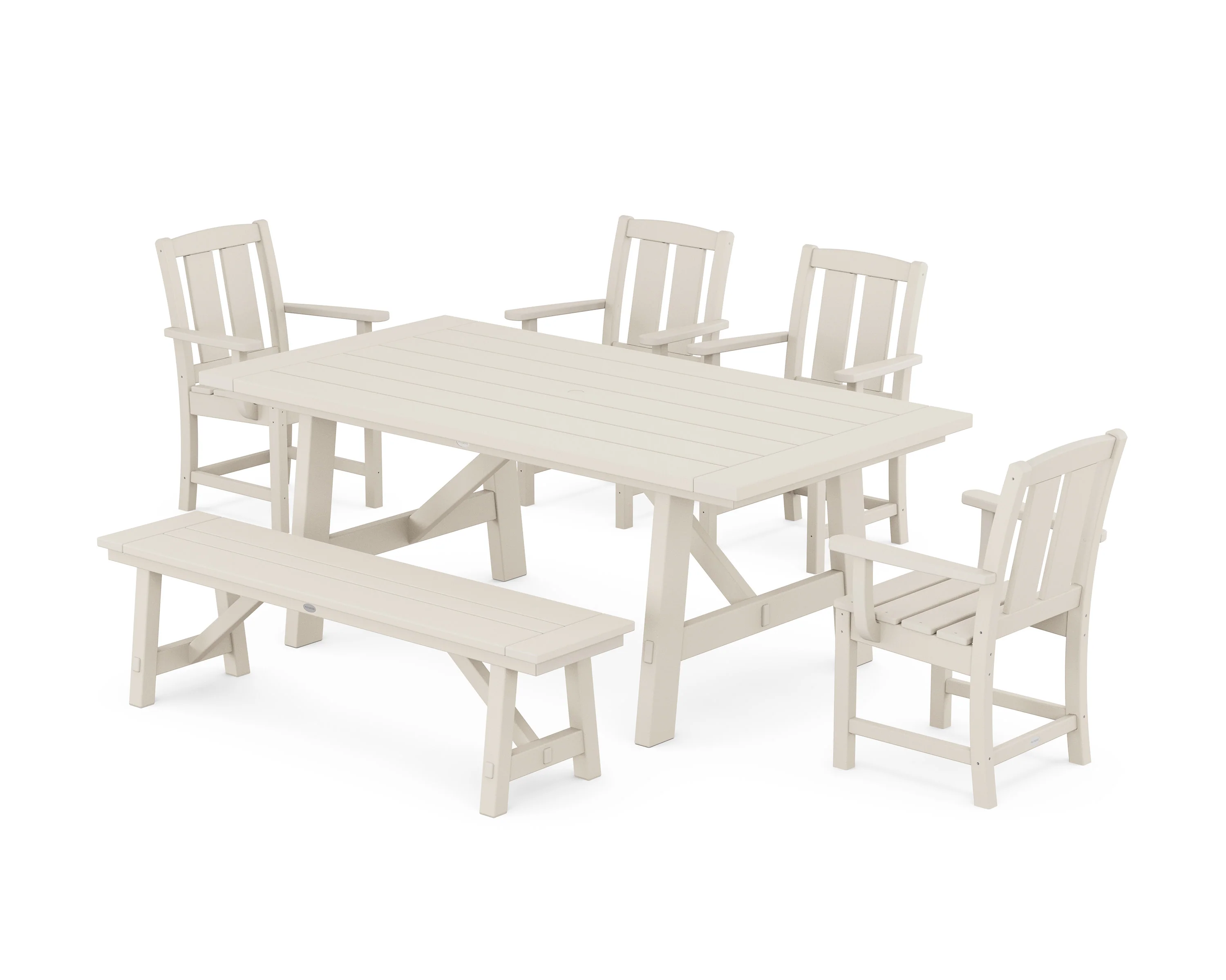 Mission 6-Piece Rustic Farmhouse Dining Set with Bench - Image 5