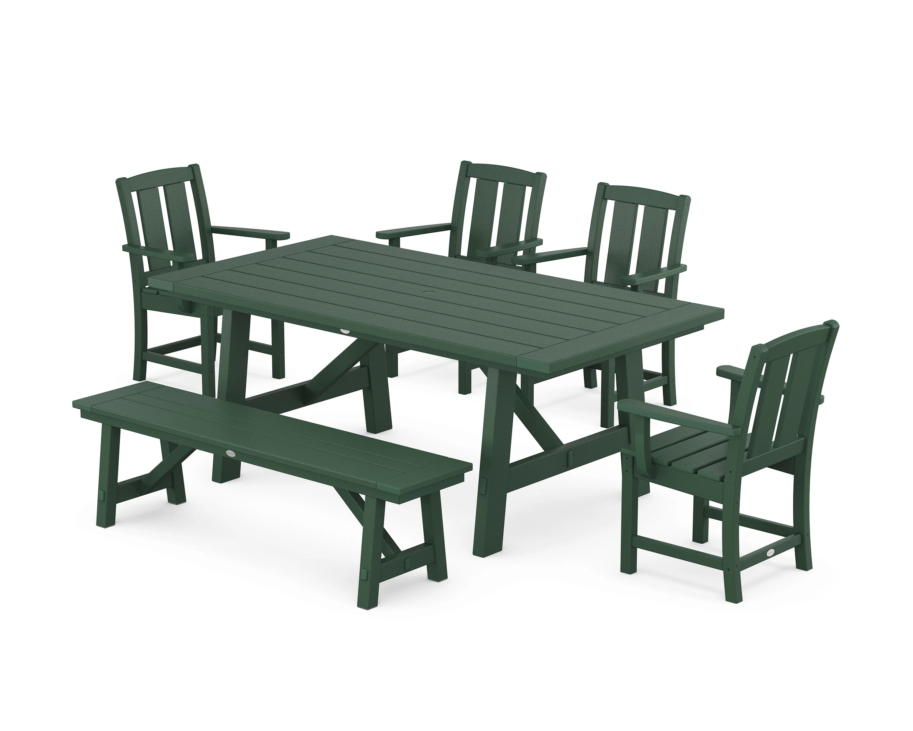 Mission 6-Piece Rustic Farmhouse Dining Set with Bench - Image 6