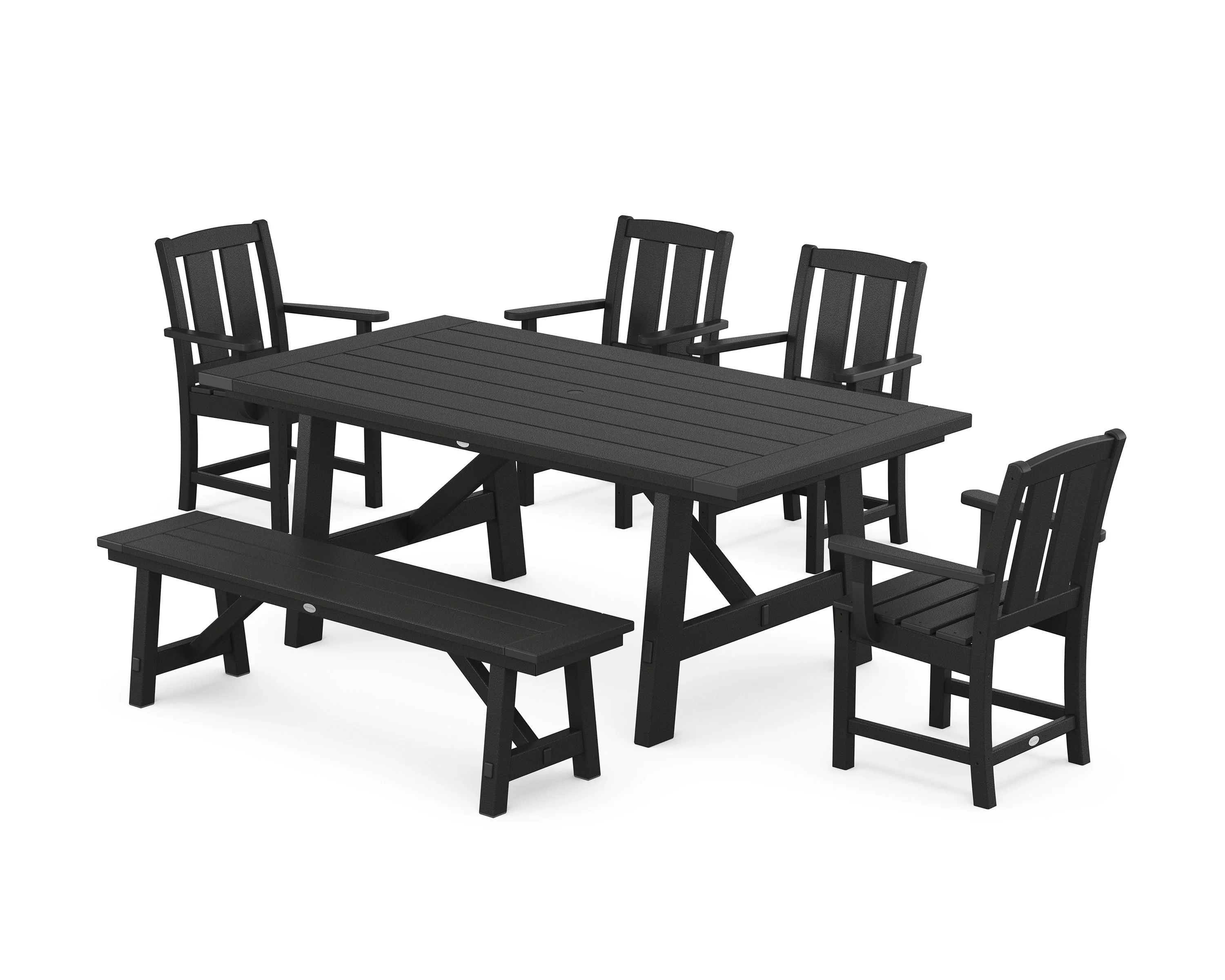 Mission 6-Piece Rustic Farmhouse Dining Set with Bench - Image 7