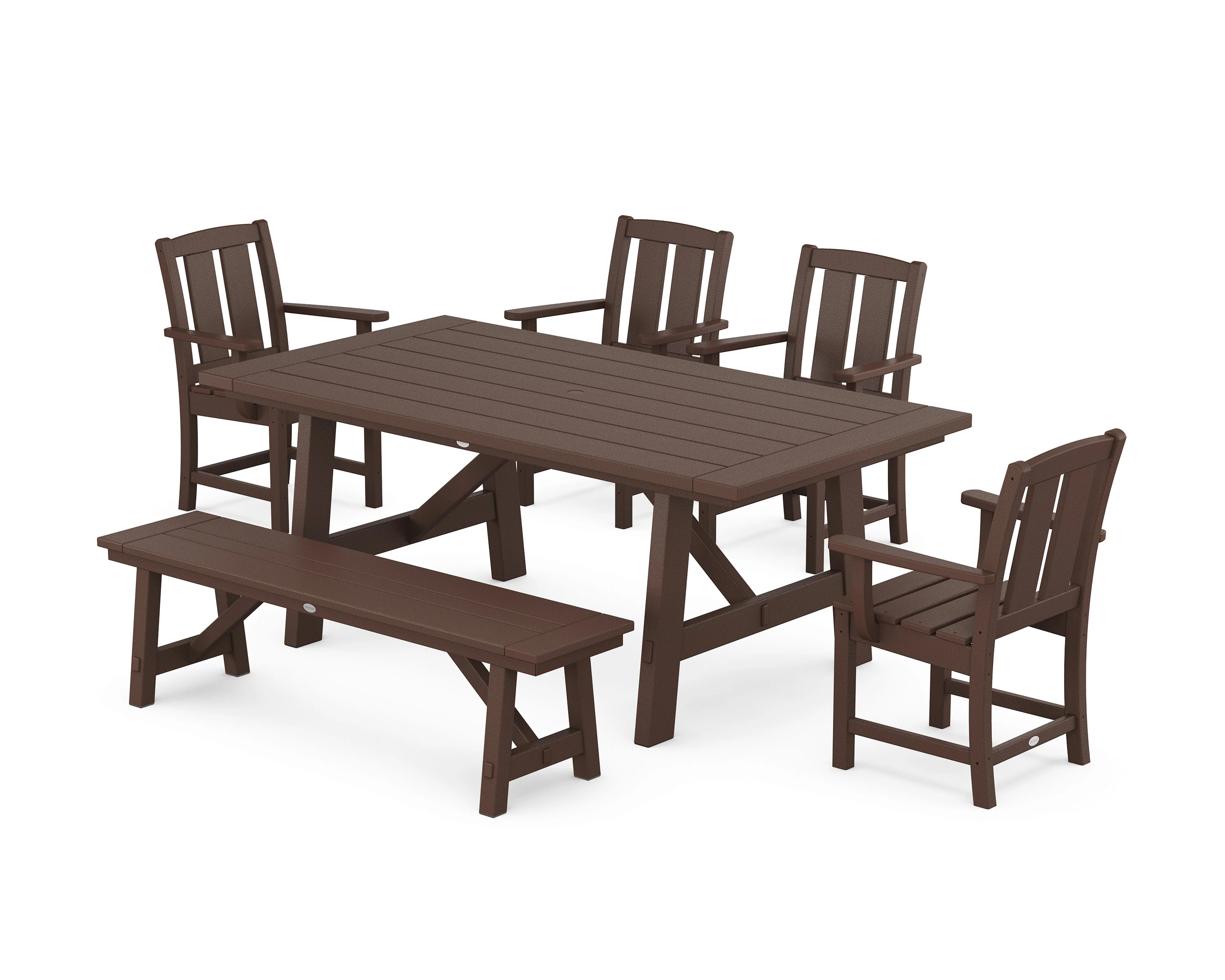 Mission 6-Piece Rustic Farmhouse Dining Set with Bench - Image 9