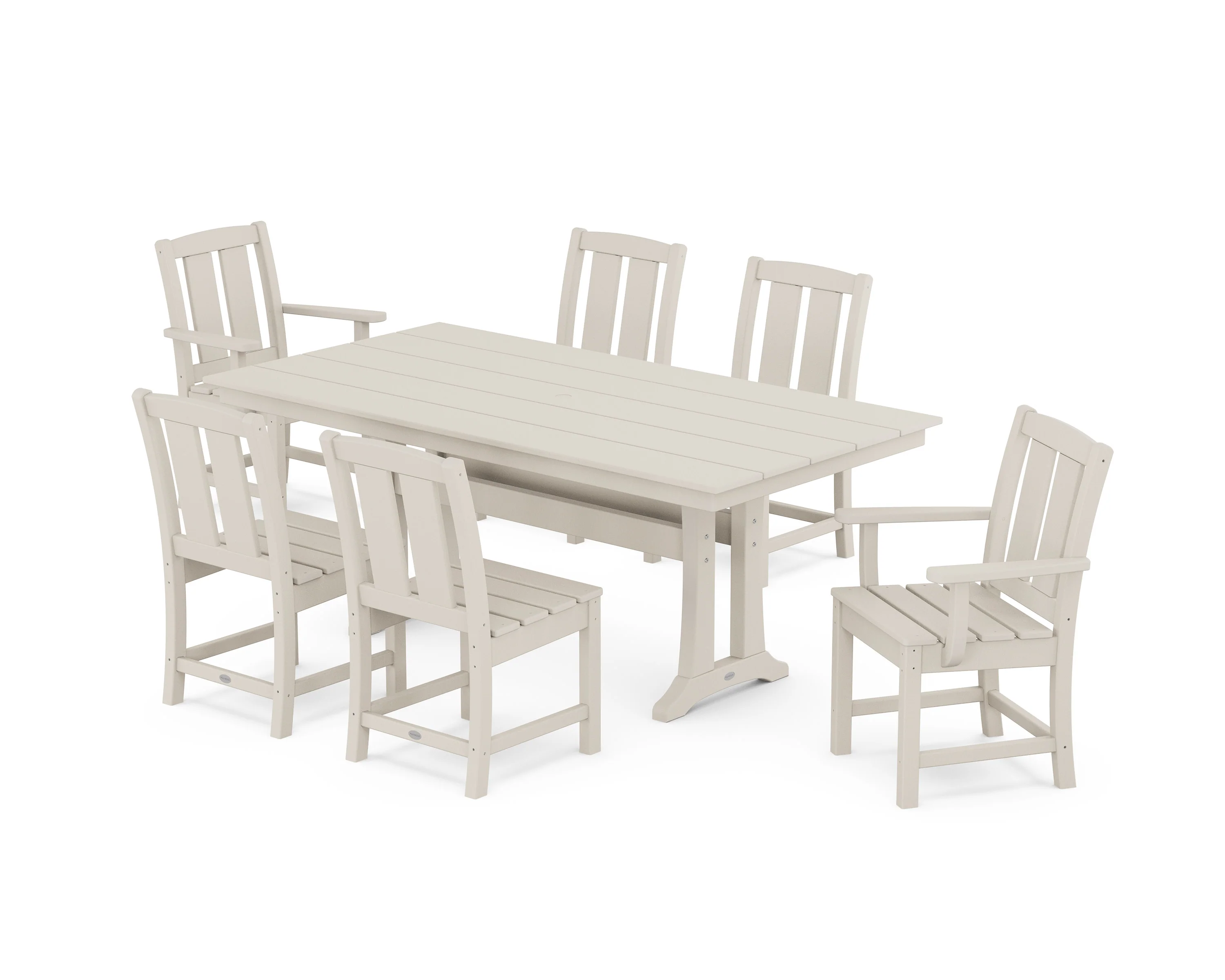 Mission 7-Piece Farmhouse Dining Set with Trestle Legs - Image 8