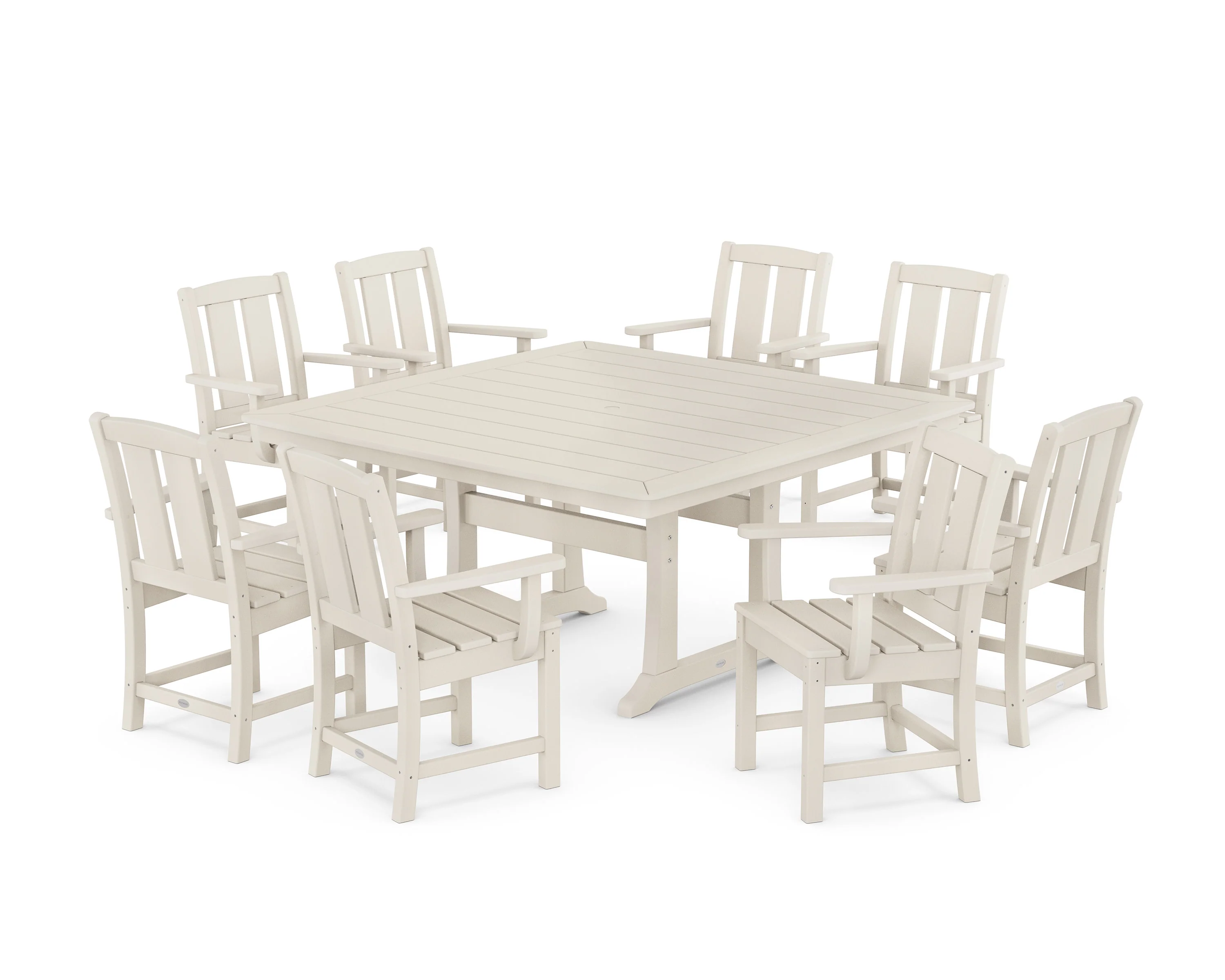 Mission 9-Piece Square Dining Set with Trestle Legs - Image 8