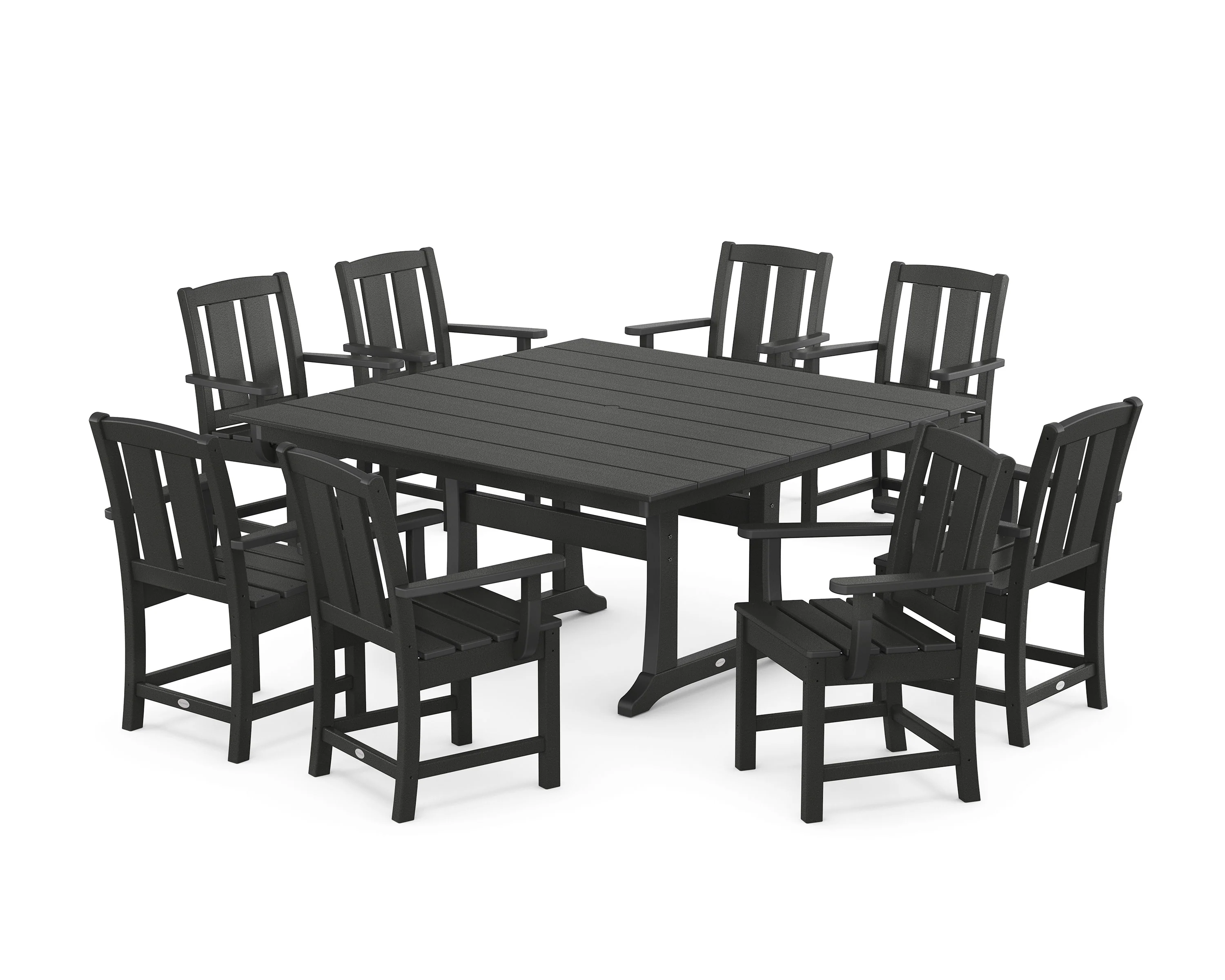 Mission 9-Piece Square Farmhouse Dining Set with Trestle Legs - Image 4