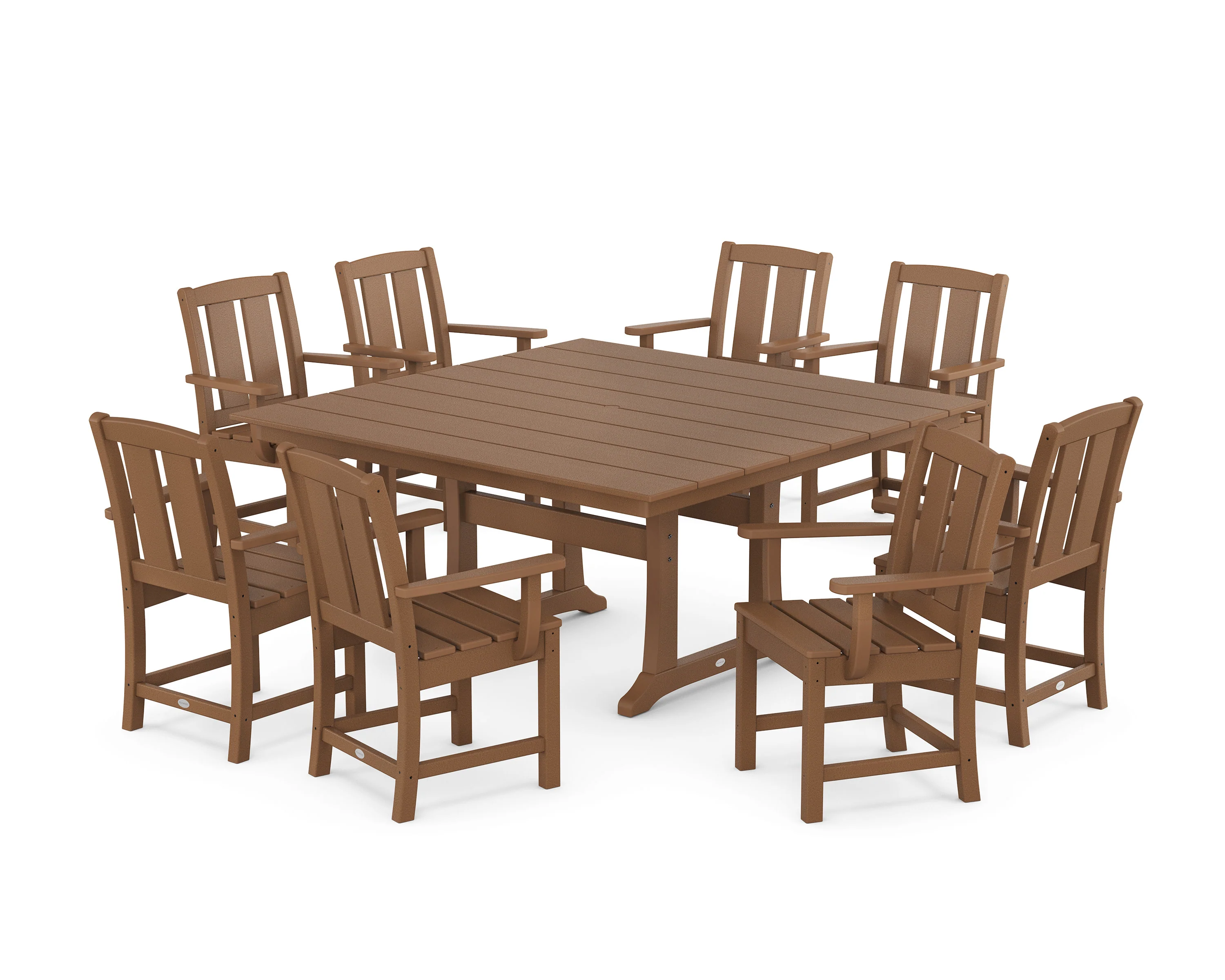 Mission 9-Piece Square Farmhouse Dining Set with Trestle Legs - Image 7