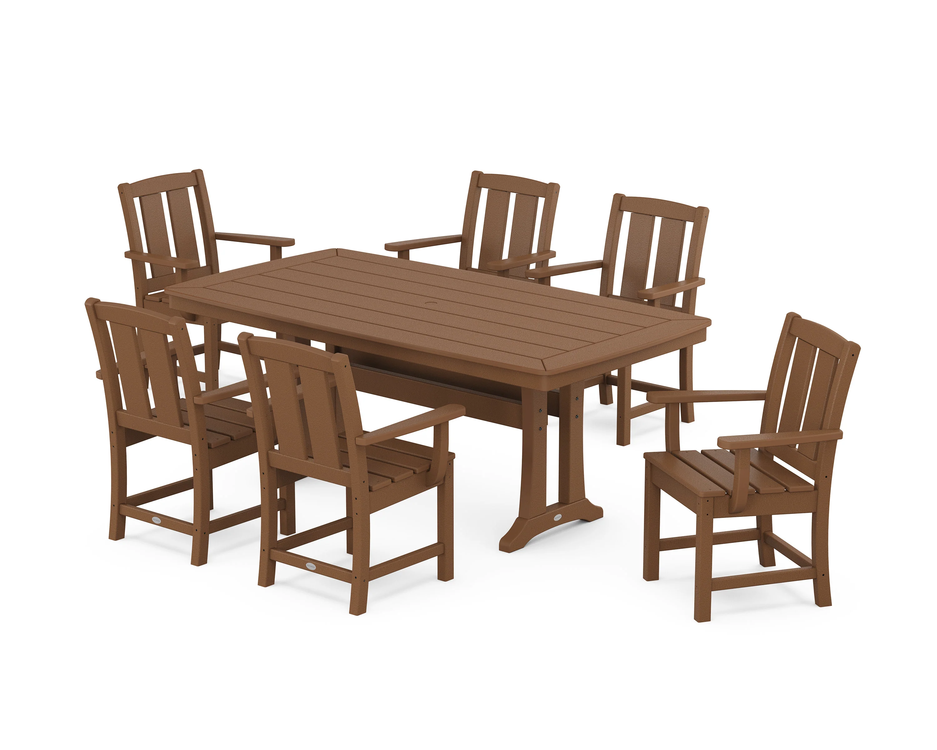 Mission Arm Chair 7-Piece Dining Set with Trestle Legs - Image 4